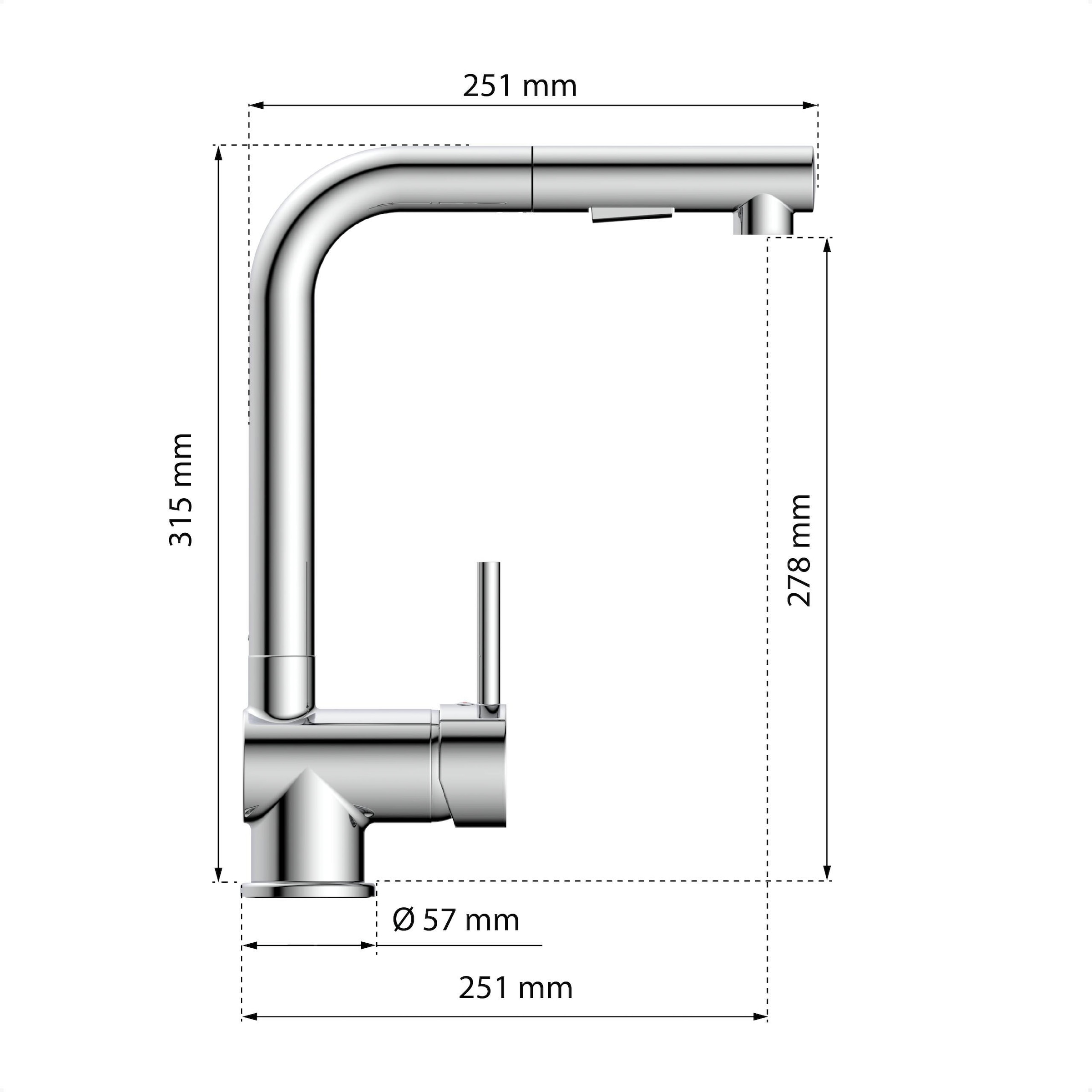 Eisl Robinet d'évier mit Geschirrbrause, Wasserhahn Küche ausziehbar in Chrom