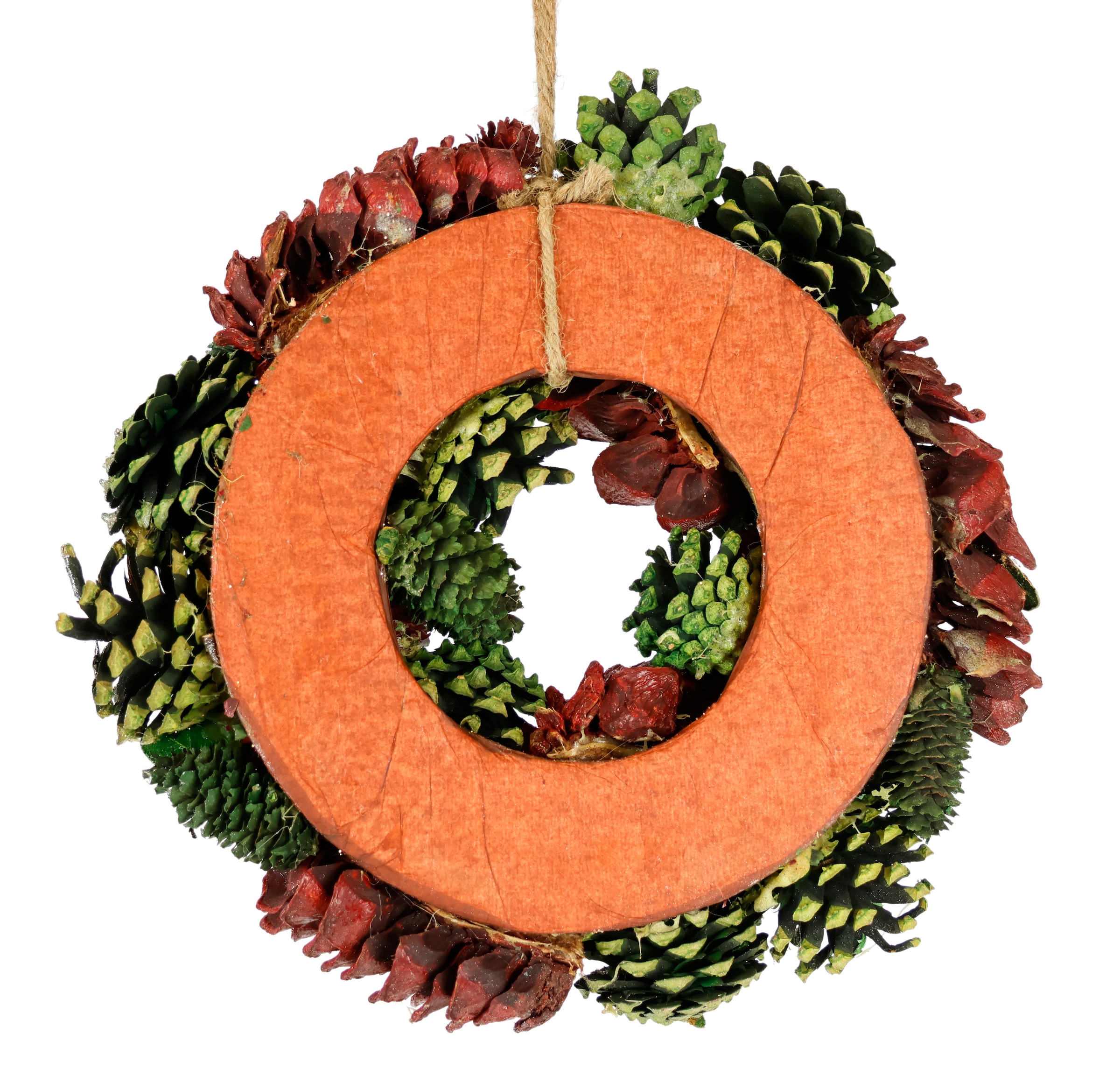 I.GE.A. Couronne artificielle »Natur-Kranz mit echten Zapfen Lotus Perlen Beeren« Türkranz Tischkranz Adventsdeko Adventskranz Weihnachtsdeko