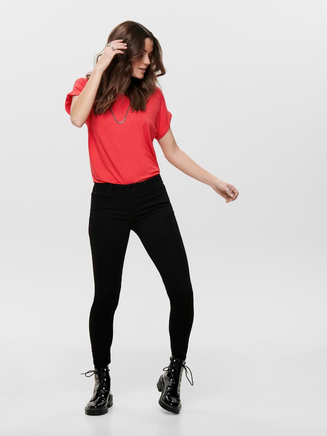 ONLY T-Shirt »ONLMOSTER S/S O-NECK TOP NOOS JRS«, mit Aufschlag am Arm