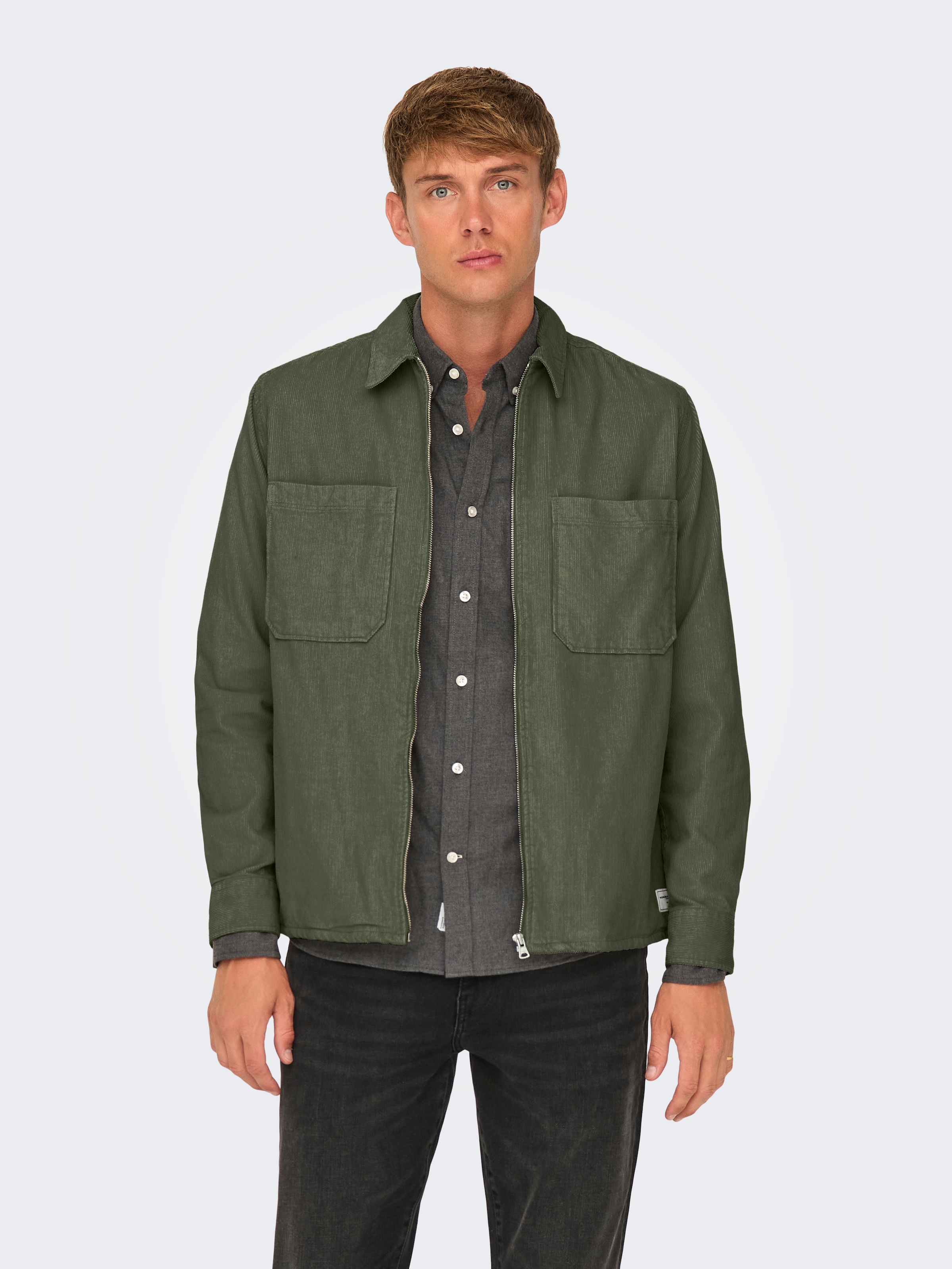 Image of ONLY & SONS Langarmhemd "ONSALP 14W RLX 2PKT WASHD CORD LS ZIP"