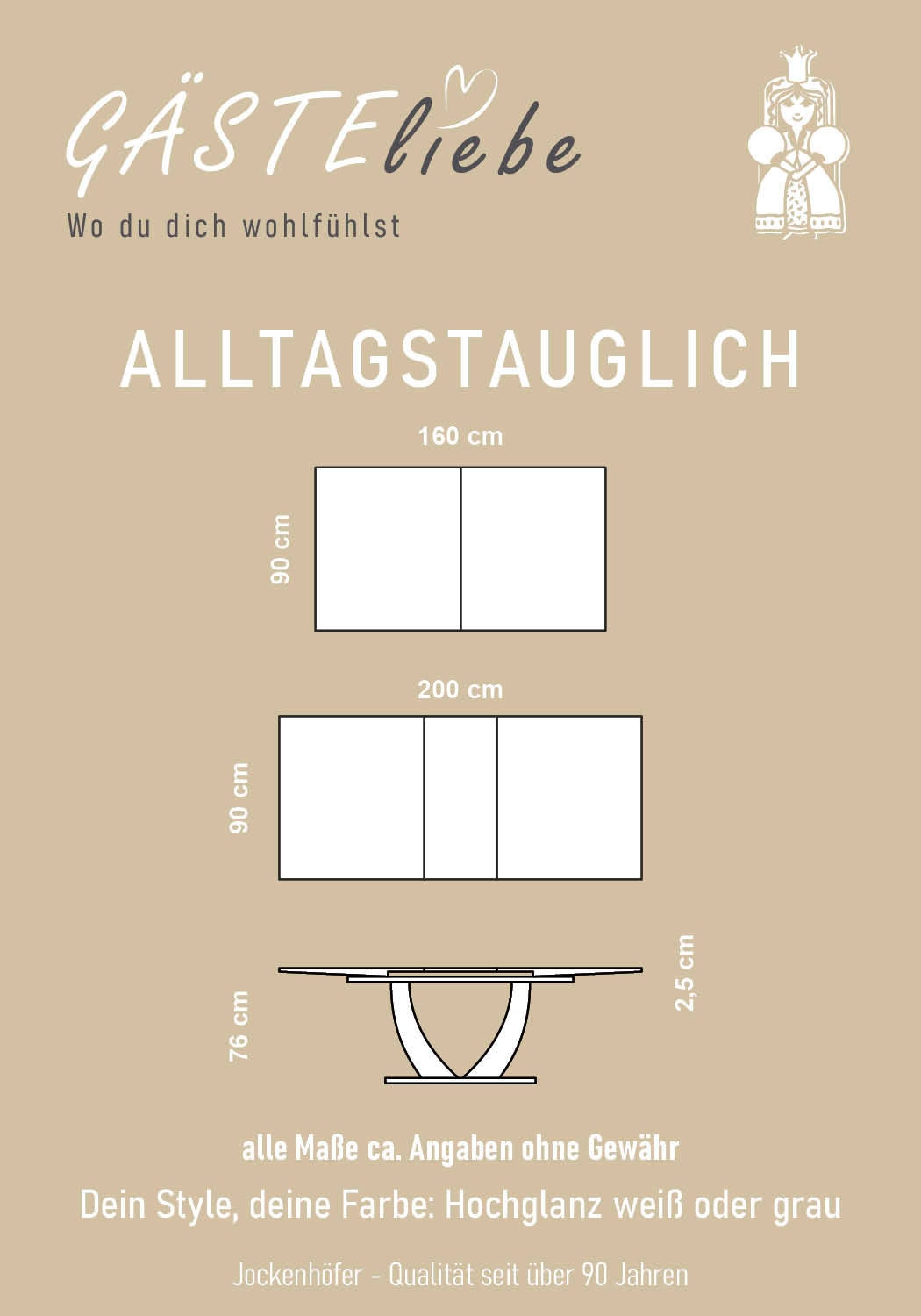Jockenhöfer Gruppe Table de salle à manger »Ulm« Hochglanz, mit Synchronauszug, Breite 160-200 cm