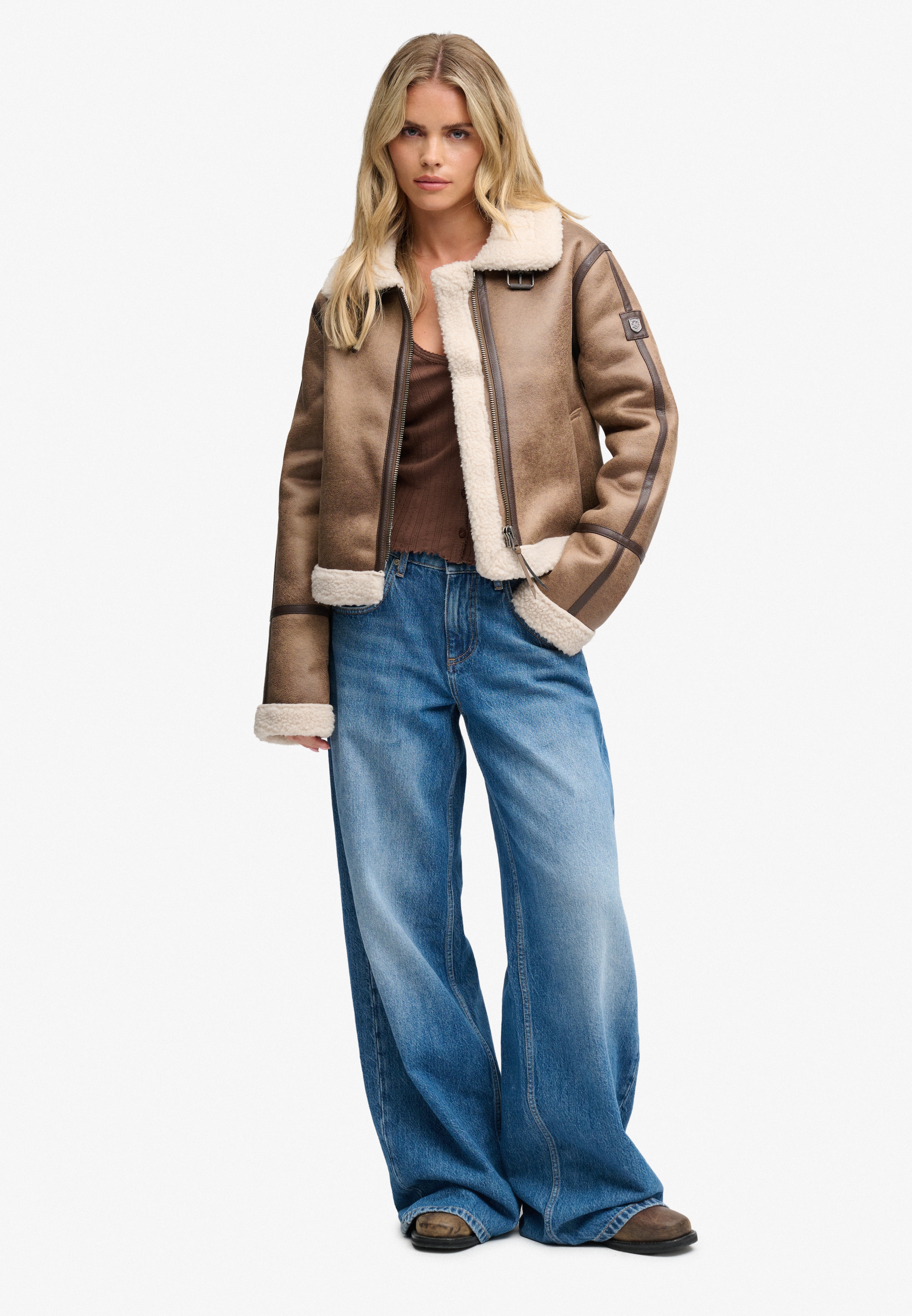 Superdry Veste courte »FAUX SHEARLING JACKET« Kunstfaser, relaxed fit