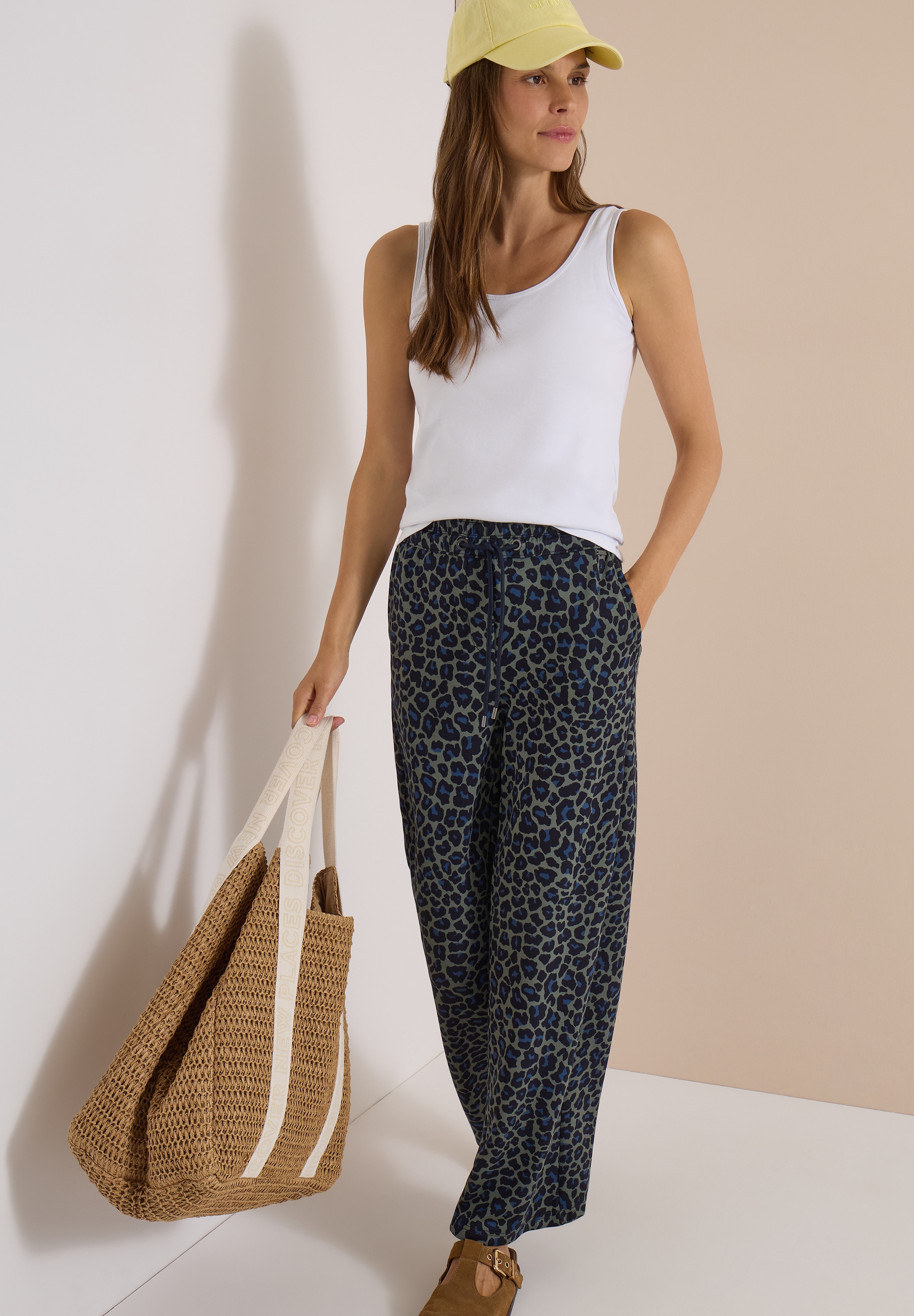 Cecil Pantalon en tissu »Style Neele«  mélange viscose de qualité Silk-Touch, ceinture élastique, imprimé animal
