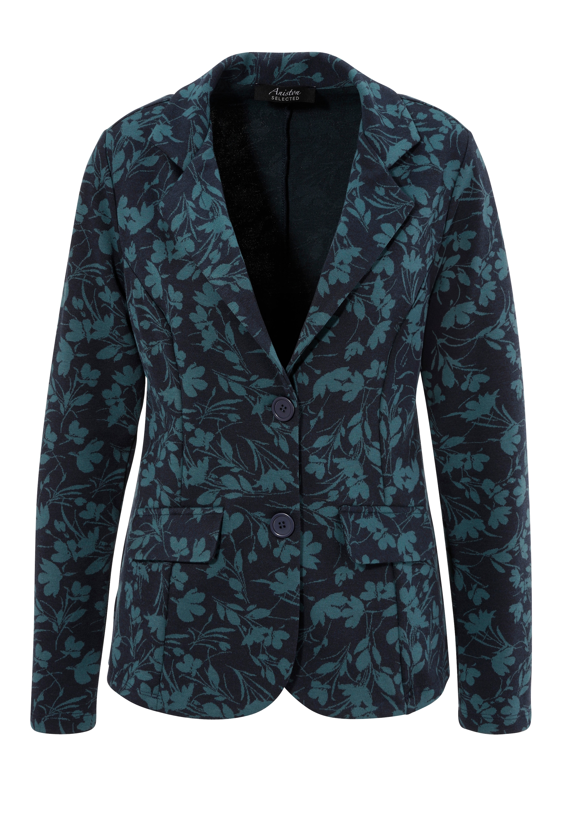 Aniston SELECTED Kurzblazer, mit farbharmonischem Jacquard-Blumenmuster