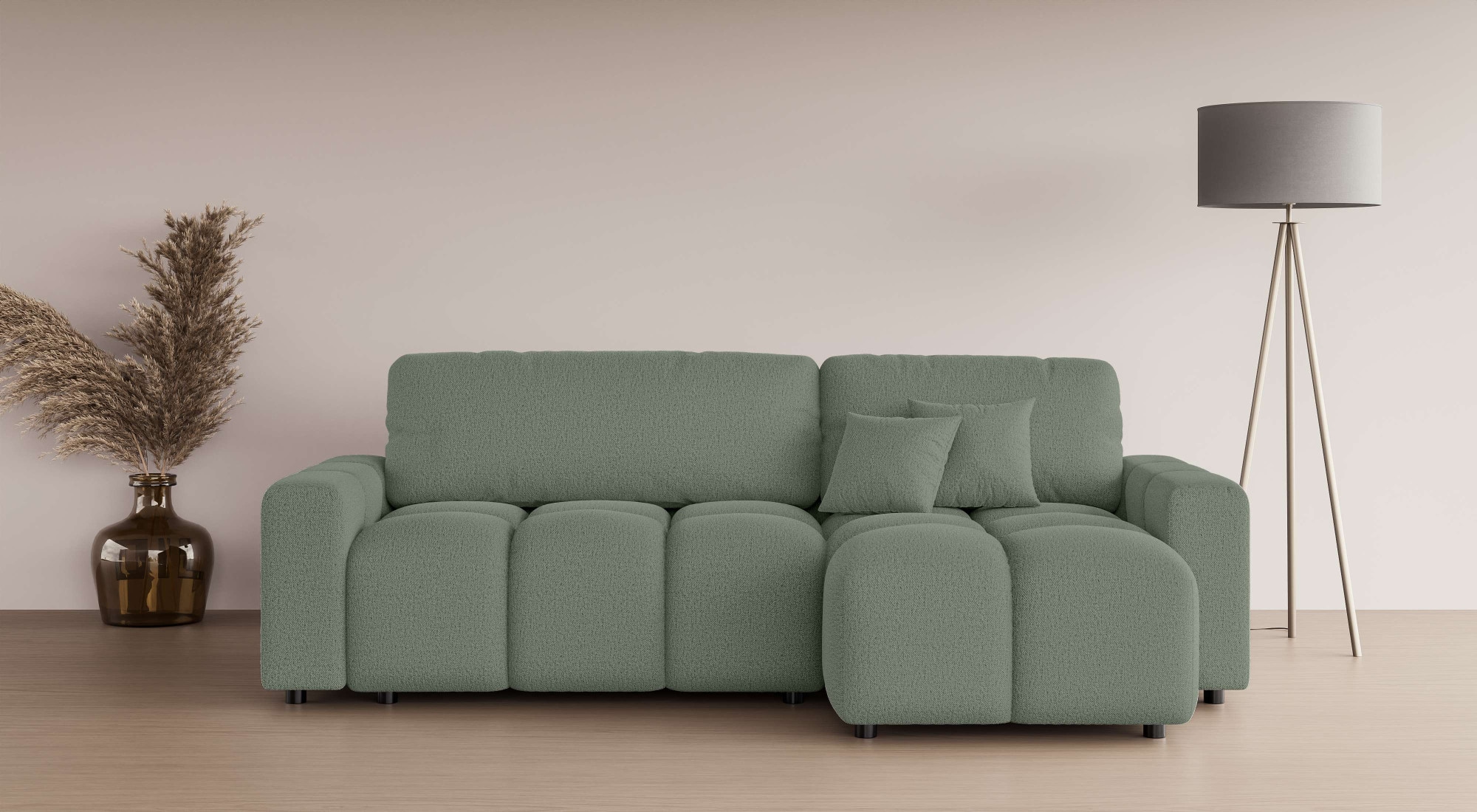 INOSIGN Ecksofa »FELICI, Schlafsofa 233cm, L-Form mit Recamiere beidseitig montierbar«, Designsofa mit Bettfunktion und Bettkasten, Masse B/T/H: 233/142/88 cm