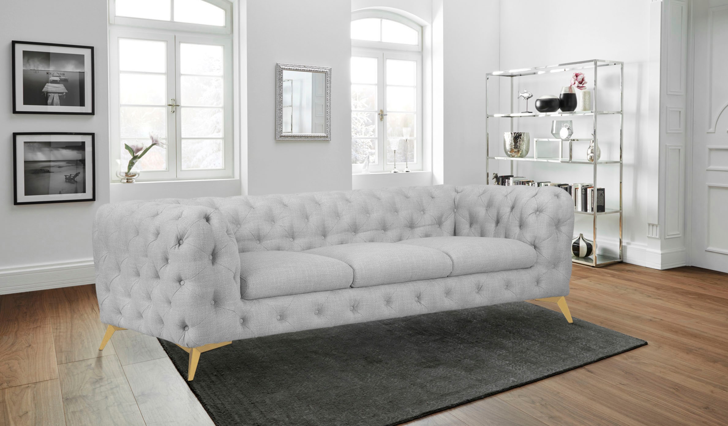 Home affaire Canapé Chesterfield »Glynis« aufwändige Knopfheftung, moderne Chesterfield Optik, Fussfarbe wählbar
