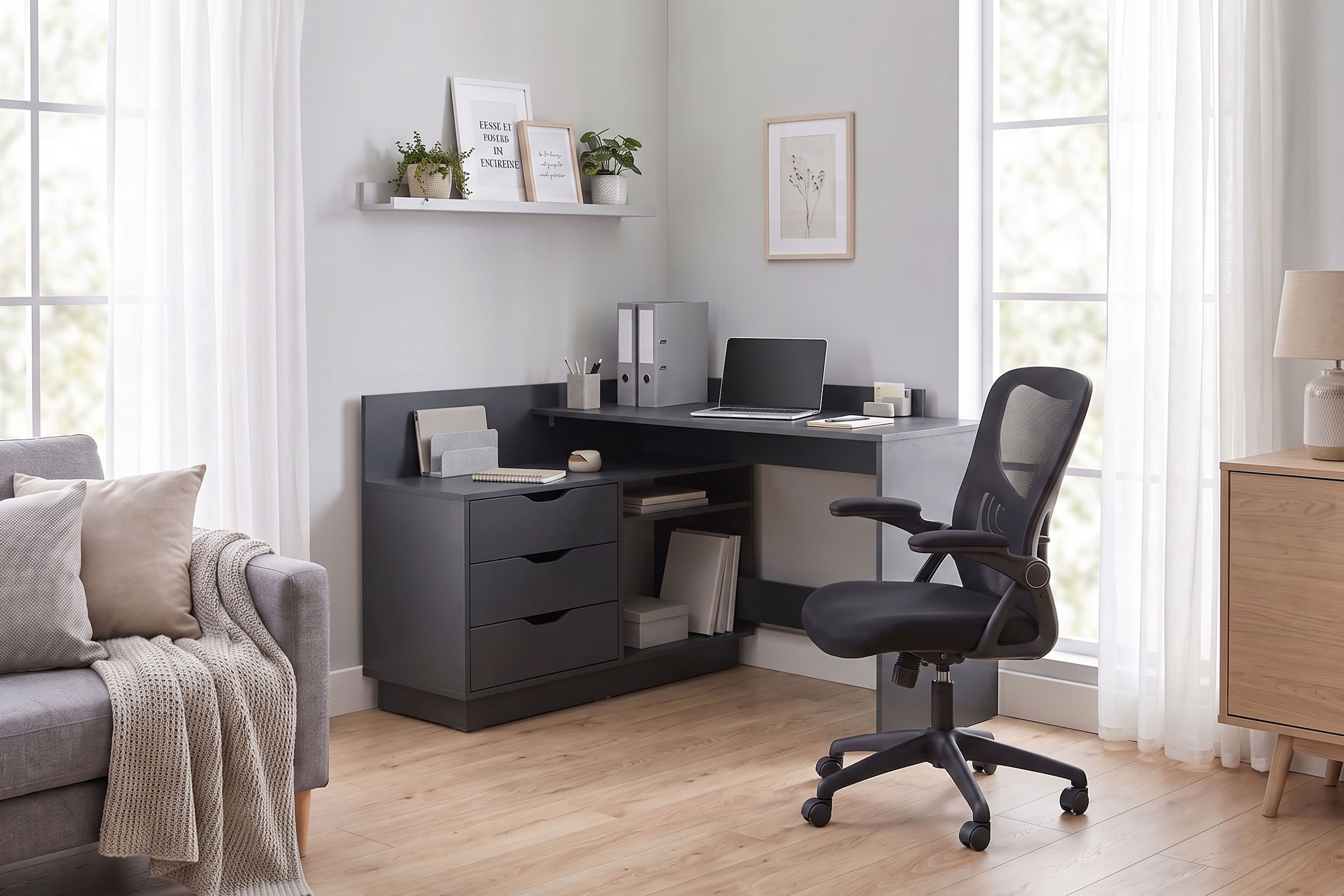 GOODproduct Eckschreibtisch »Bexley« mit viel Stauraum, Breite 129 cm, rechts oder links montierbar