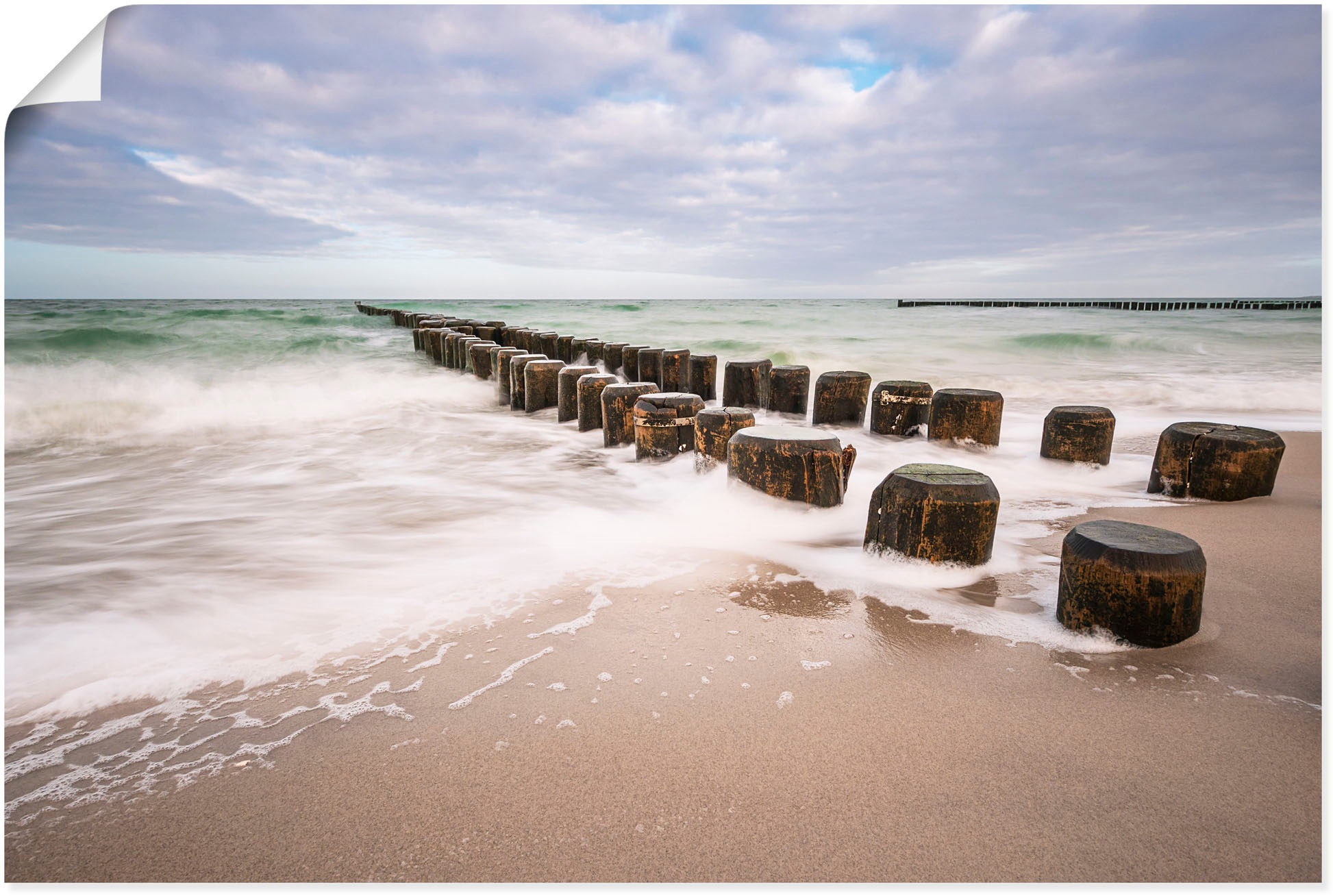 Image of Artland Wandbild »Buhnen an der Küste der Ostsee«, Meer Bilder, (1 St.), in vielen Grössen & Produktarten - Alubild / Outdoorbild für den Aussenbereich, Leinwandbild, Poster, Wandaufkleber / Wandtattoo auch für Badezimmer geeignet bei Ackermann Versand Sc