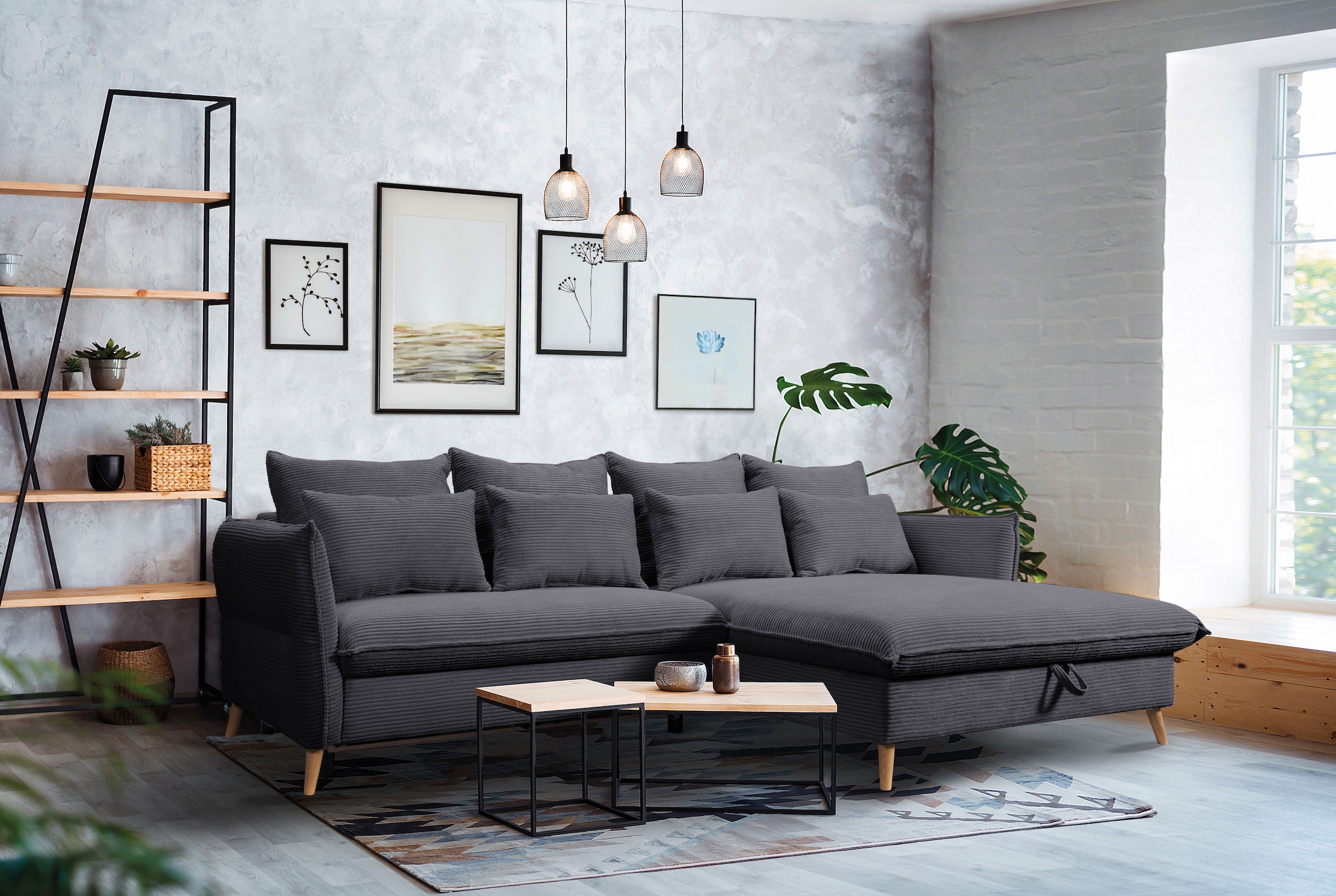 Ecksofa »WALPY, elegant und modern, hoher Sitzkomfort, schmale Armlehnen«, L-Form,...