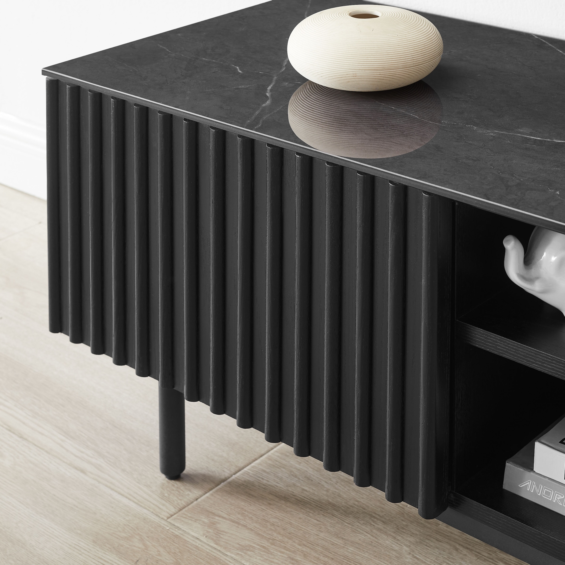 GOODproduct Tableau TV »Candise« Sintersteinplatte, Soft-Close-Funktion, FSC-zertifiziertem Eschenholz