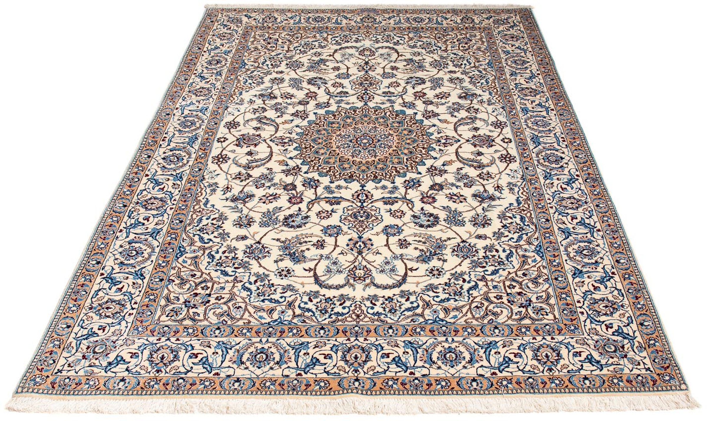 Image of morgenland Orientteppich »Perser - Nain - Premium - 194 x 128 cm - beige«, rechteckig, 6 mm Höhe, Wohnzimmer, Handgeknüpft, Einzelstück mit Zertifikat bei Ackermann Versand Schweiz