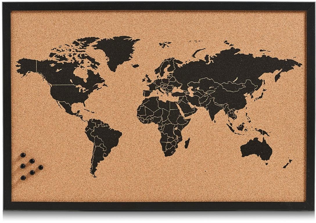 Pinnwand »World«, Memoboard, aus Kork, Motiv Weltkarte