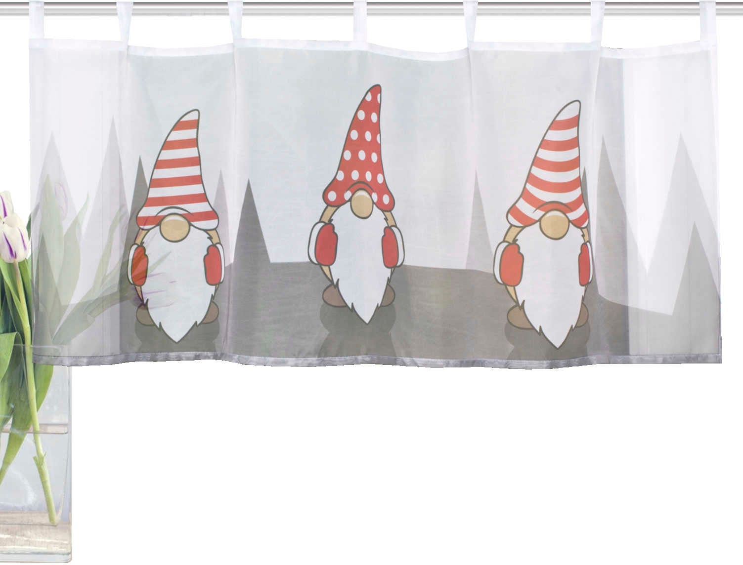 HOME WOHNIDEEN Scheibengardine »IMPALO«, (1 St.), Schlaufencafehaus Voile digital bedruckt