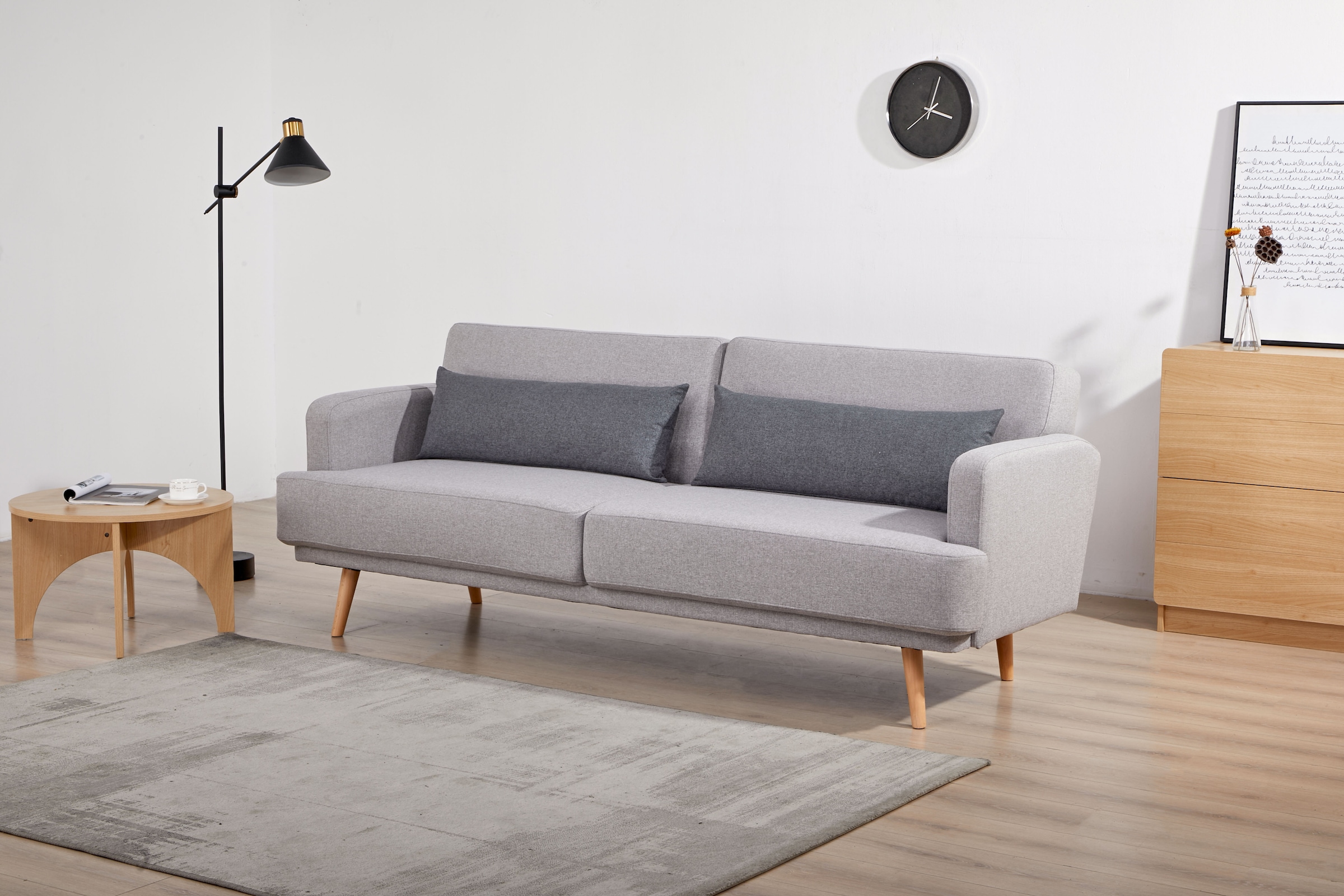 SalesFever Schlafsofa »Malmö - Komfortabler 2,5-Sitzer inklusive Zierkissen« mit Schlaffunktion, Breite 214 cm