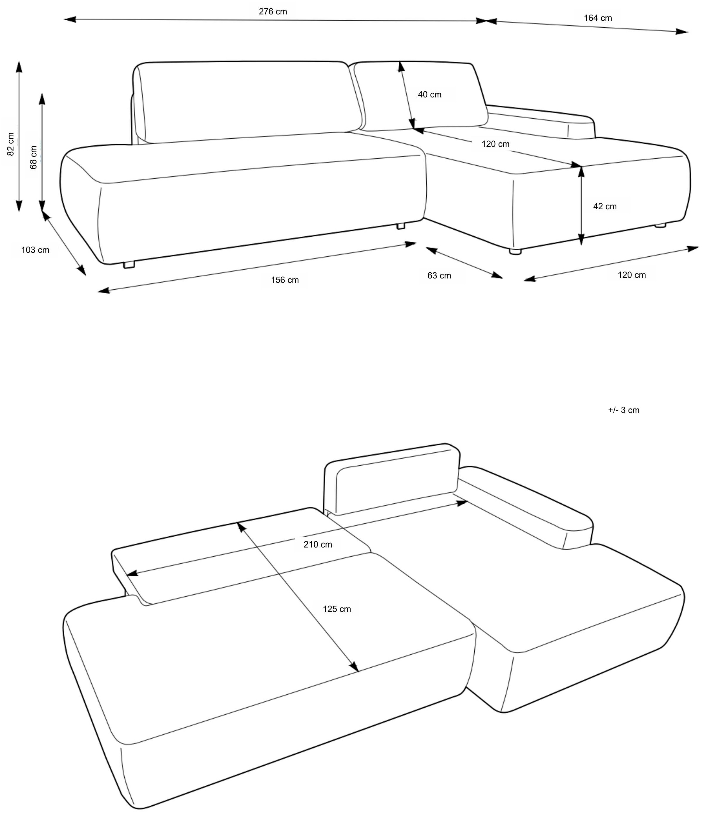 Home affaire Canapé d'angle »TORGE, Schlafsofa Cord, Samtvelours u. Strukur fein, Couch in L-Form« Schlaffunktion und Bettkasten, Liegefläche: 210x125 cm, neues Design