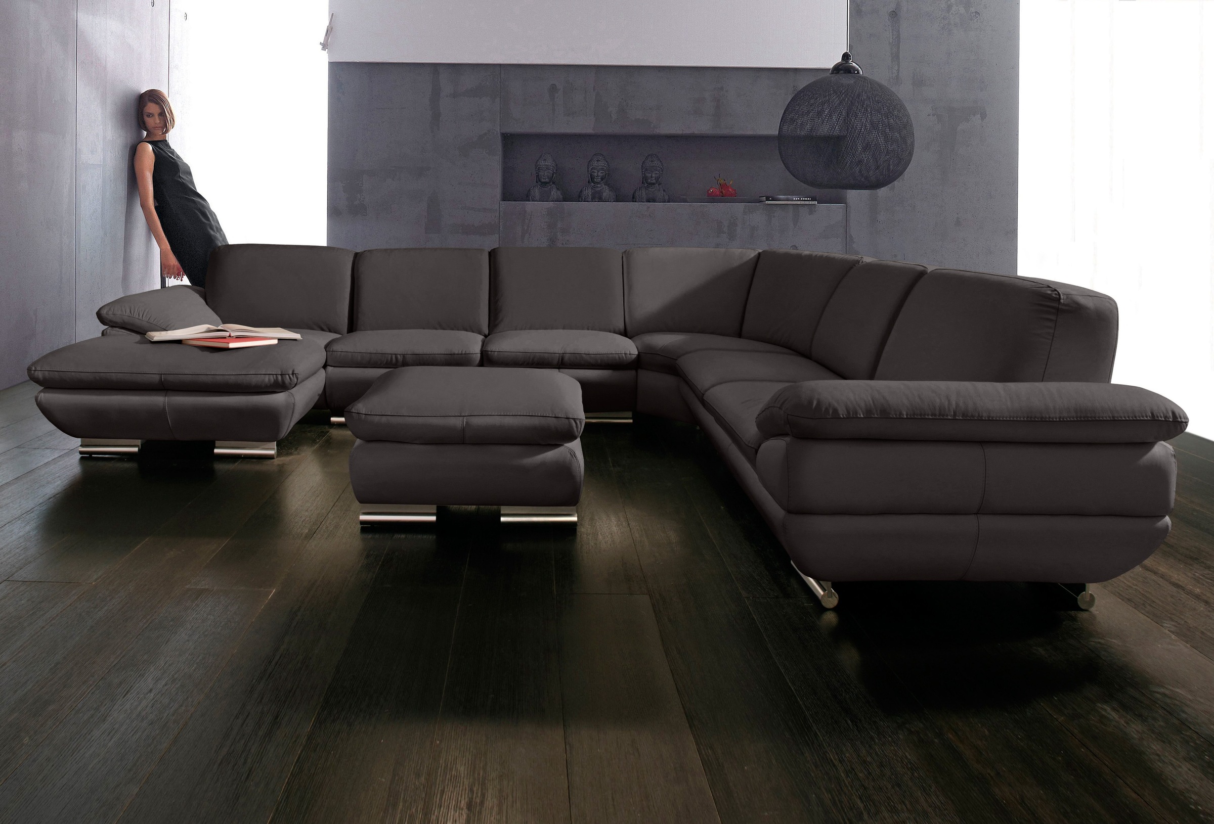 Image of CALIA ITALIA Wohnlandschaft »Glamour«, aus Leder, Recamiere wahlweise links oder rechts bei Ackermann Versand Schweiz