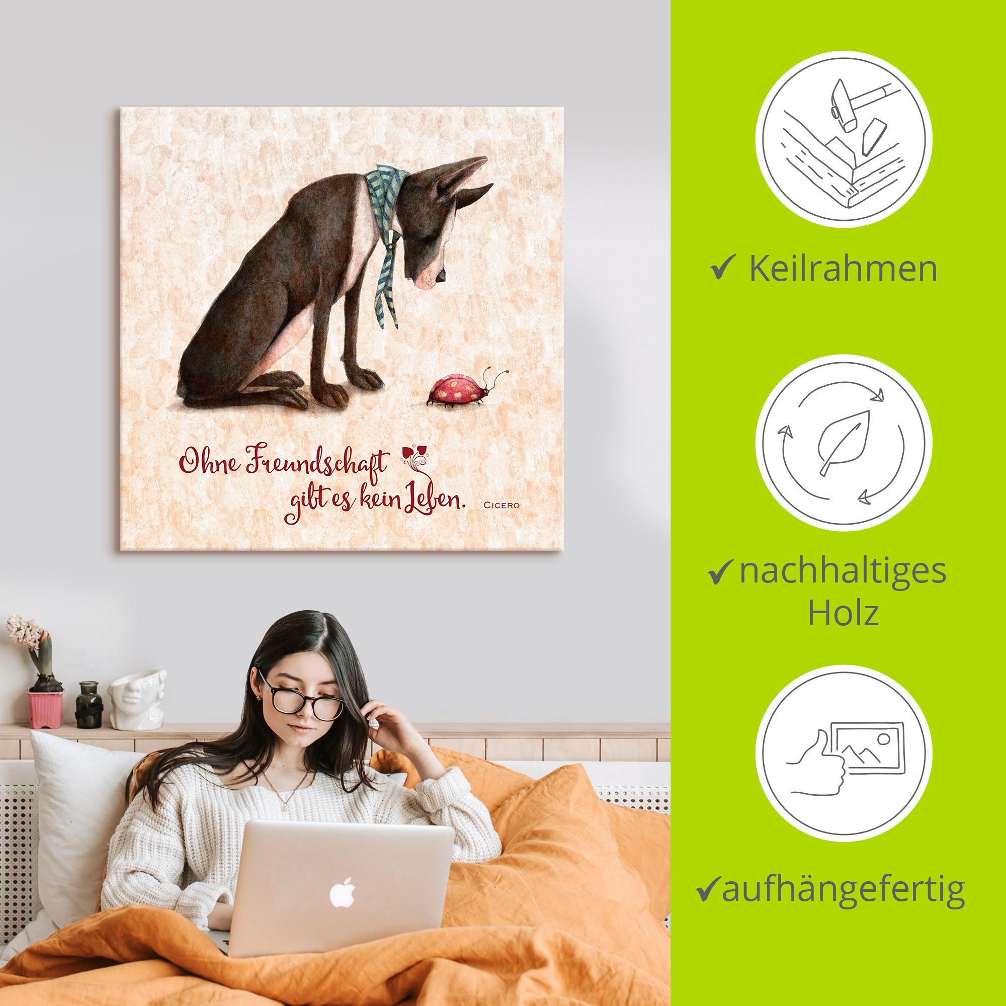 Artland Wandbild »Lebensweisheit Freundschaft«, Tiere, (1 St.), als Alubild, Outdoorbild, Leinwandbild, Poster in verschied. Grössen