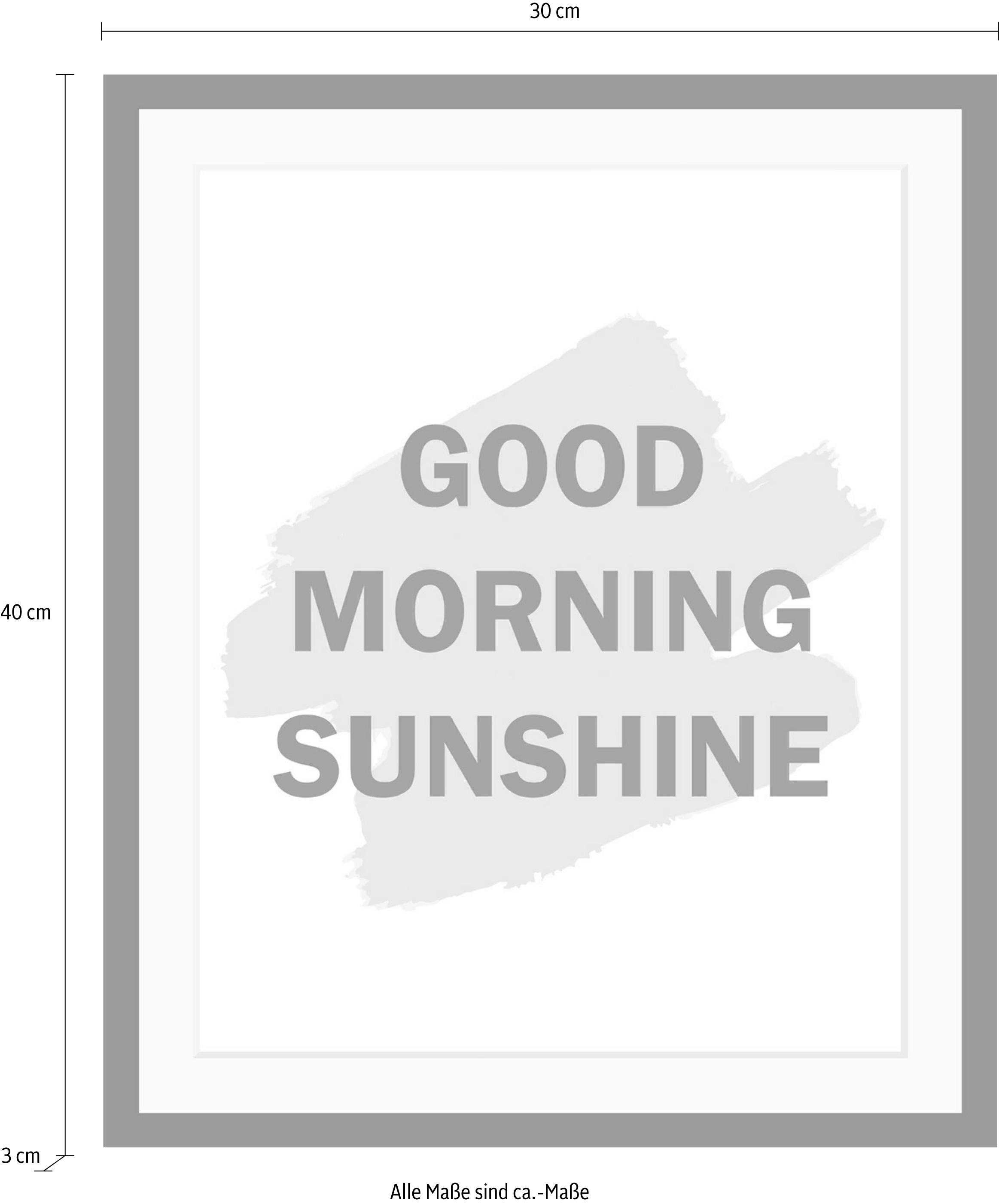 queence Bild »Good Morning« Motivationsbilder | Schriftzug | Schwarz-Weiss HD Premium Poster-Druck inkl. Holzrahmen