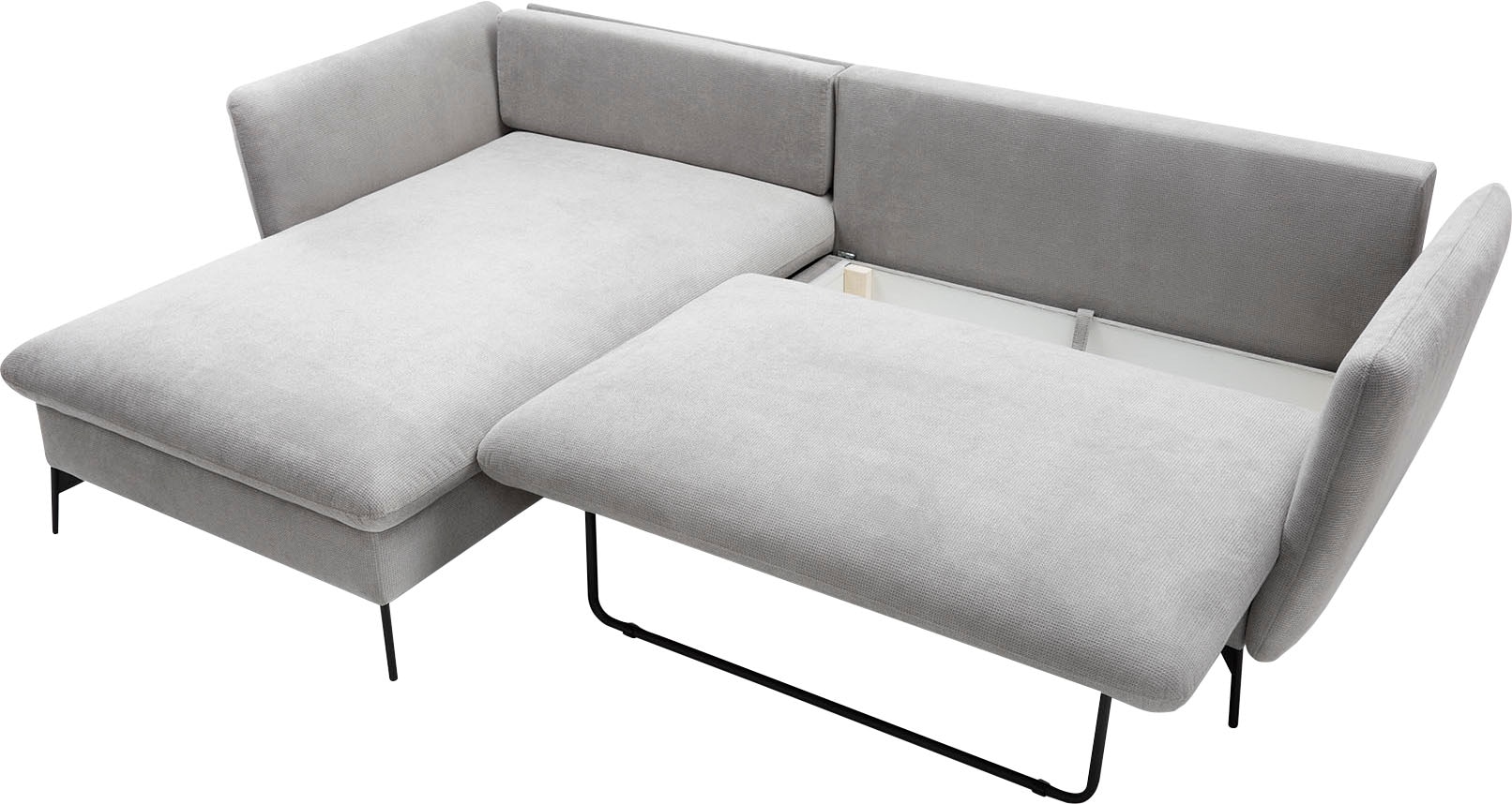 GOODproduct Ecksofa »LIVORNO,258 cm, L-Form,« Schlaffunktion u. Bettkasten (139/224cm), Samt, Struktur, Webstoff