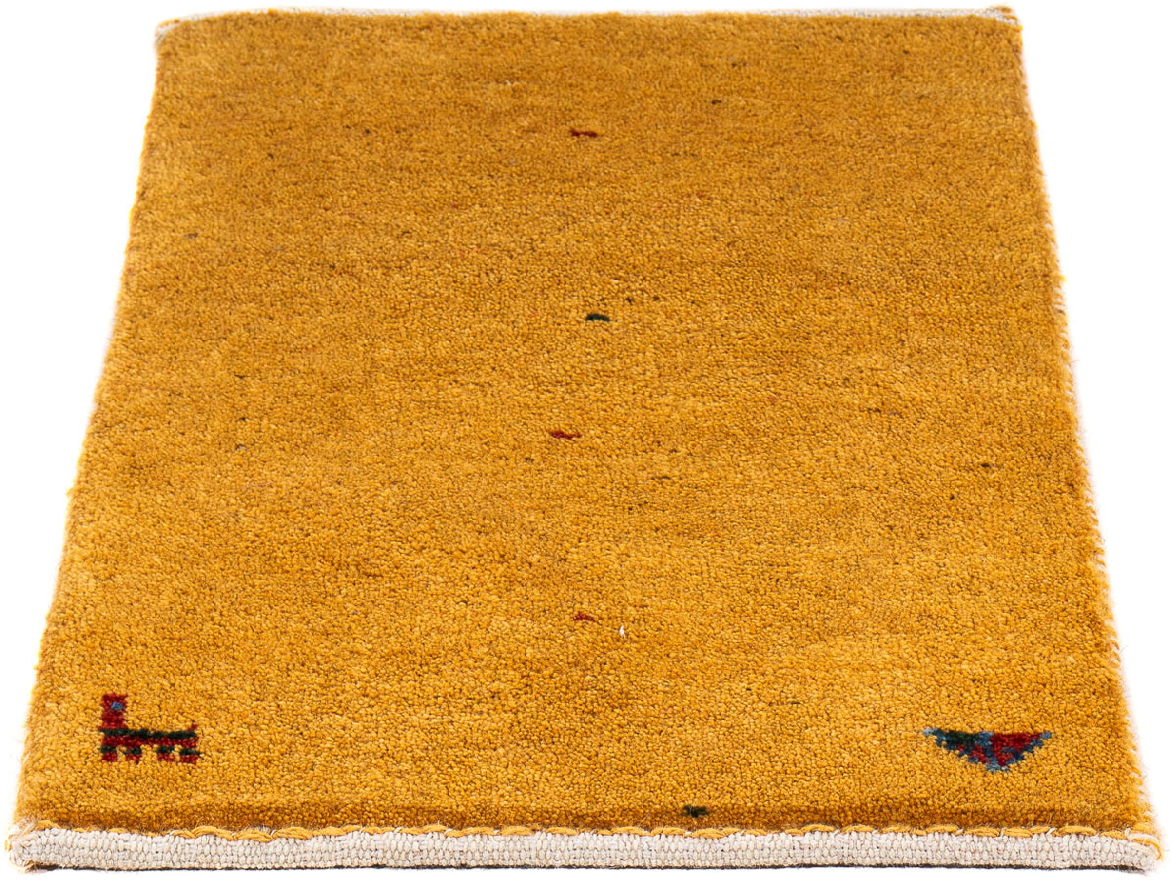 morgenland Wollteppich »Gabbeh - Loribaft Perser - 60 x 40 cm - orange«, rechteckig, Wohnzimmer, Handgeknüpft, Einzelstück mit Zertifikat