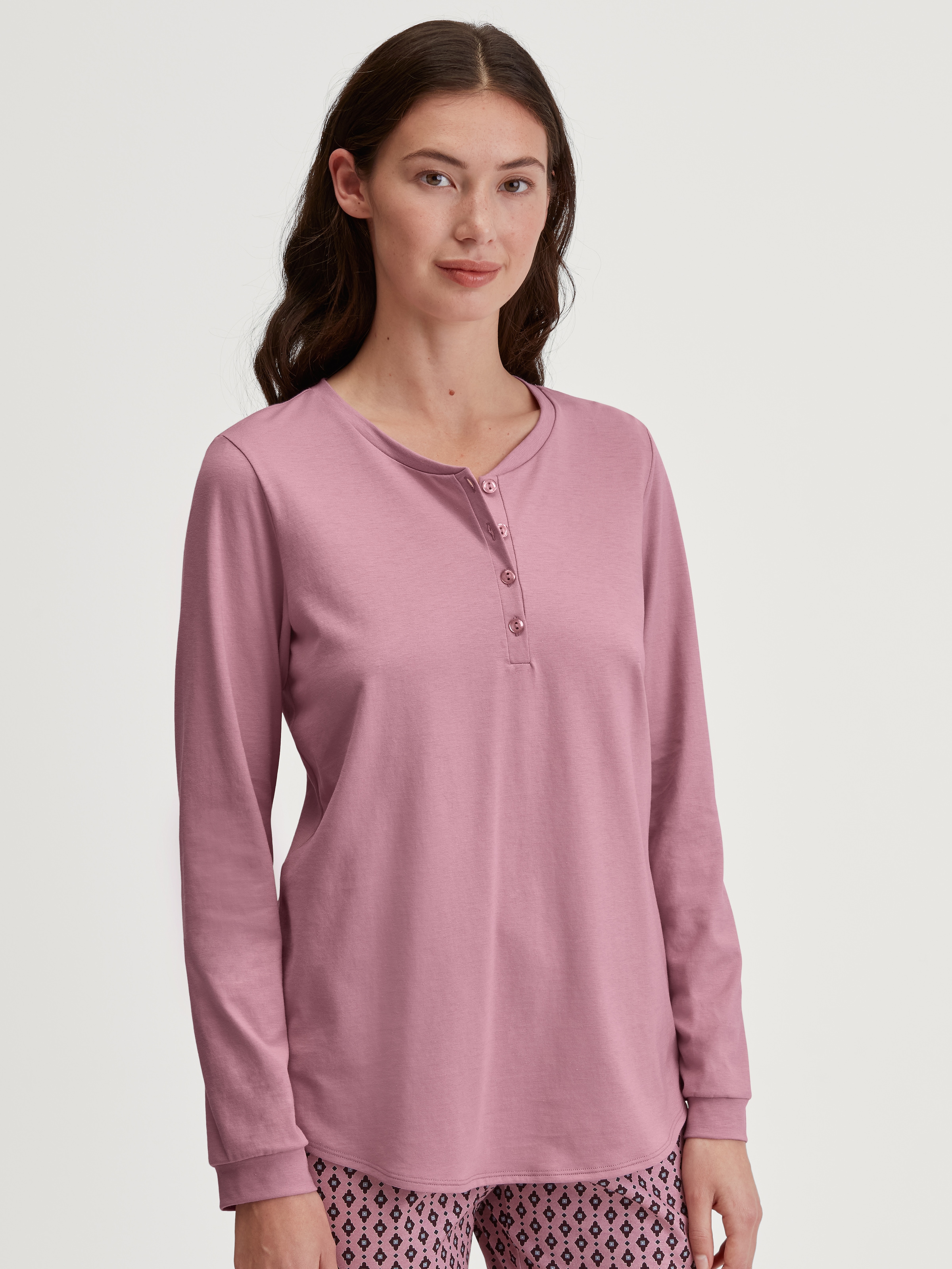 Image of CALIDA Langarmshirt "Favourites Botanic" Langarm, Rundhalsausschnitt, mit Knopfleiste, bequem, Baumwolle