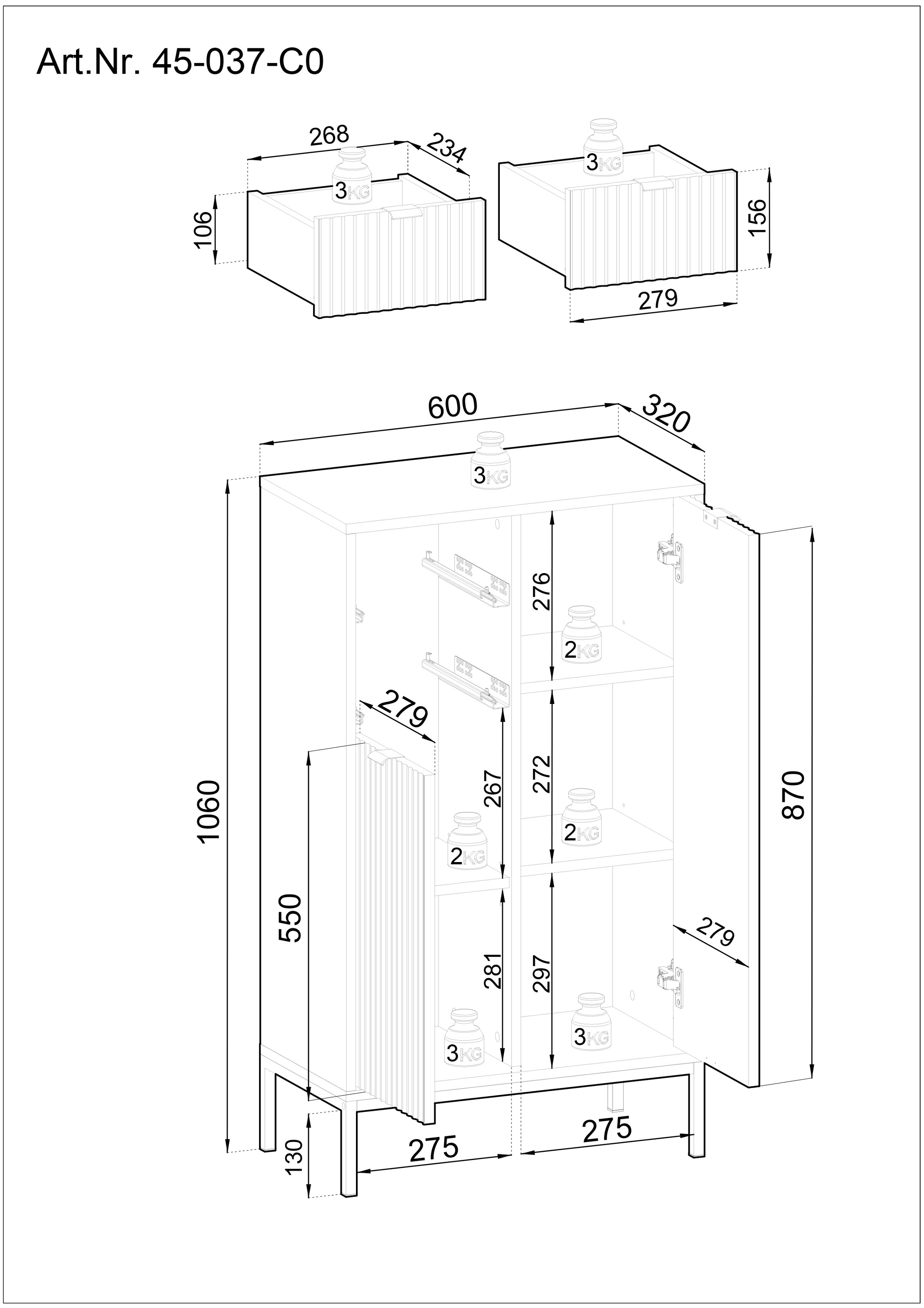 BASIC by Balculina »Lucera Midischrank, Badezimmerschrank BxHxT 60x106x32« 1 cuis tlg. largeur 60 cm, porte montable à gauche/droite