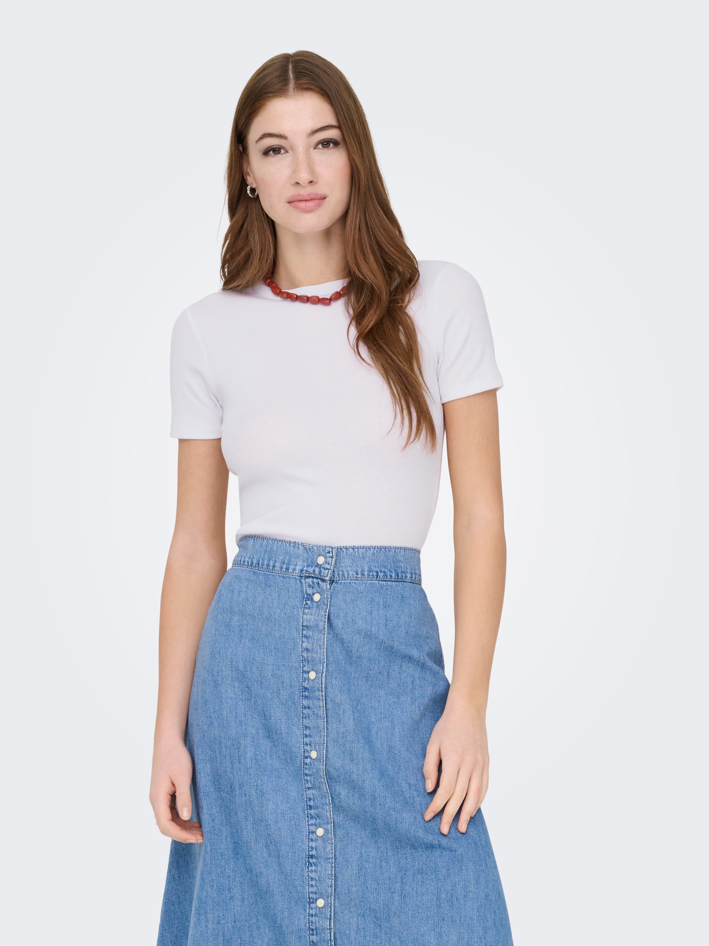 ONLY Kurzarmshirt »ONLJUNE S/S TEE JRS NOOS« Materialmix