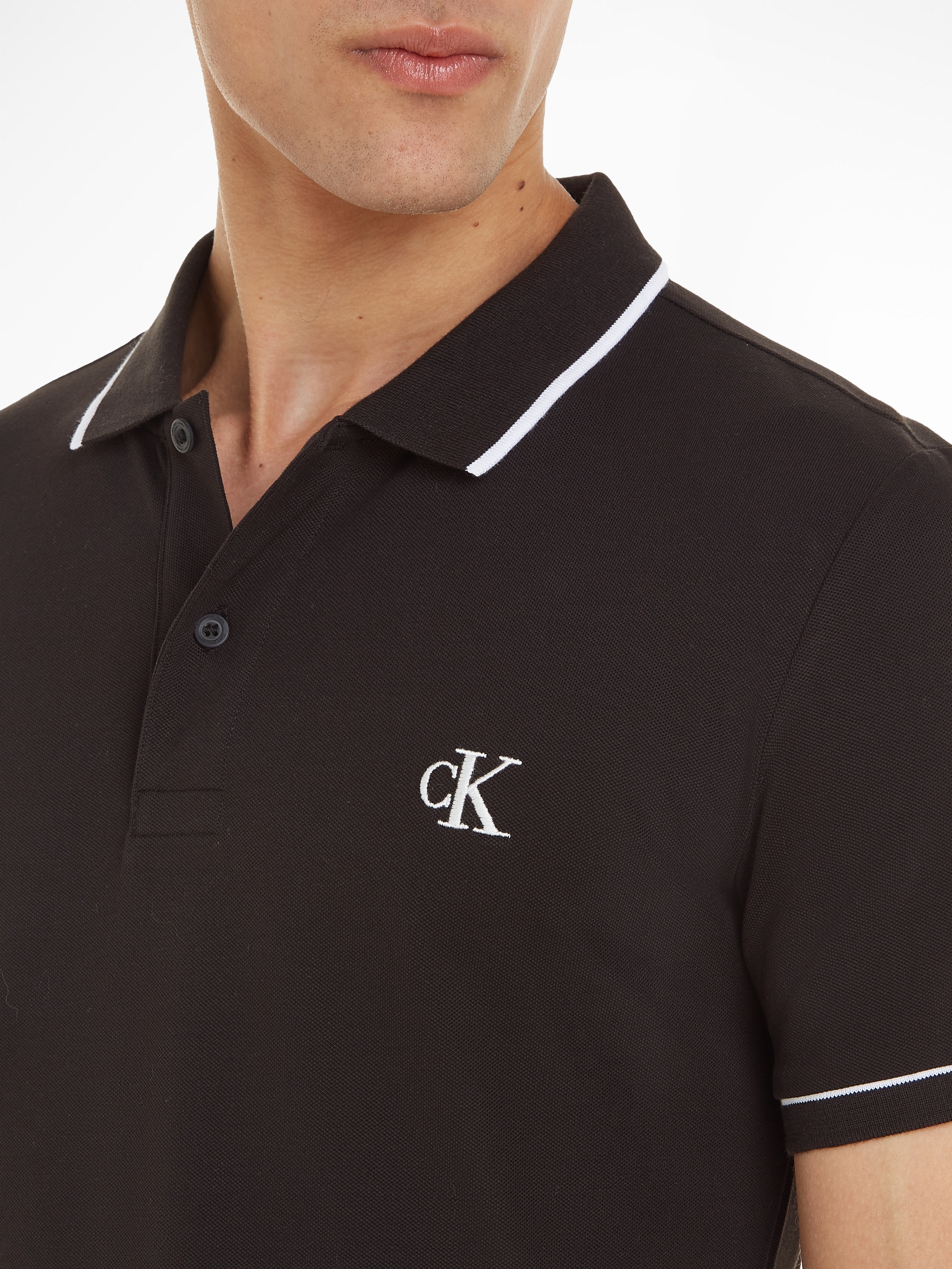 Calvin Klein Jeans Poloshirt »CK ESSENTIAL TIPPING SLIM POLO«, mit Markenstickerei