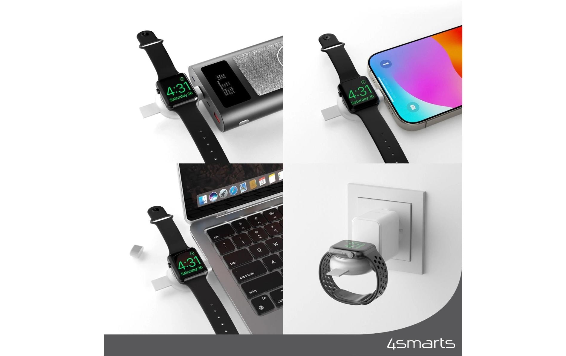 4smarts USB-Kabel »Apple Watch Charger QI2.0 Silberfarben«