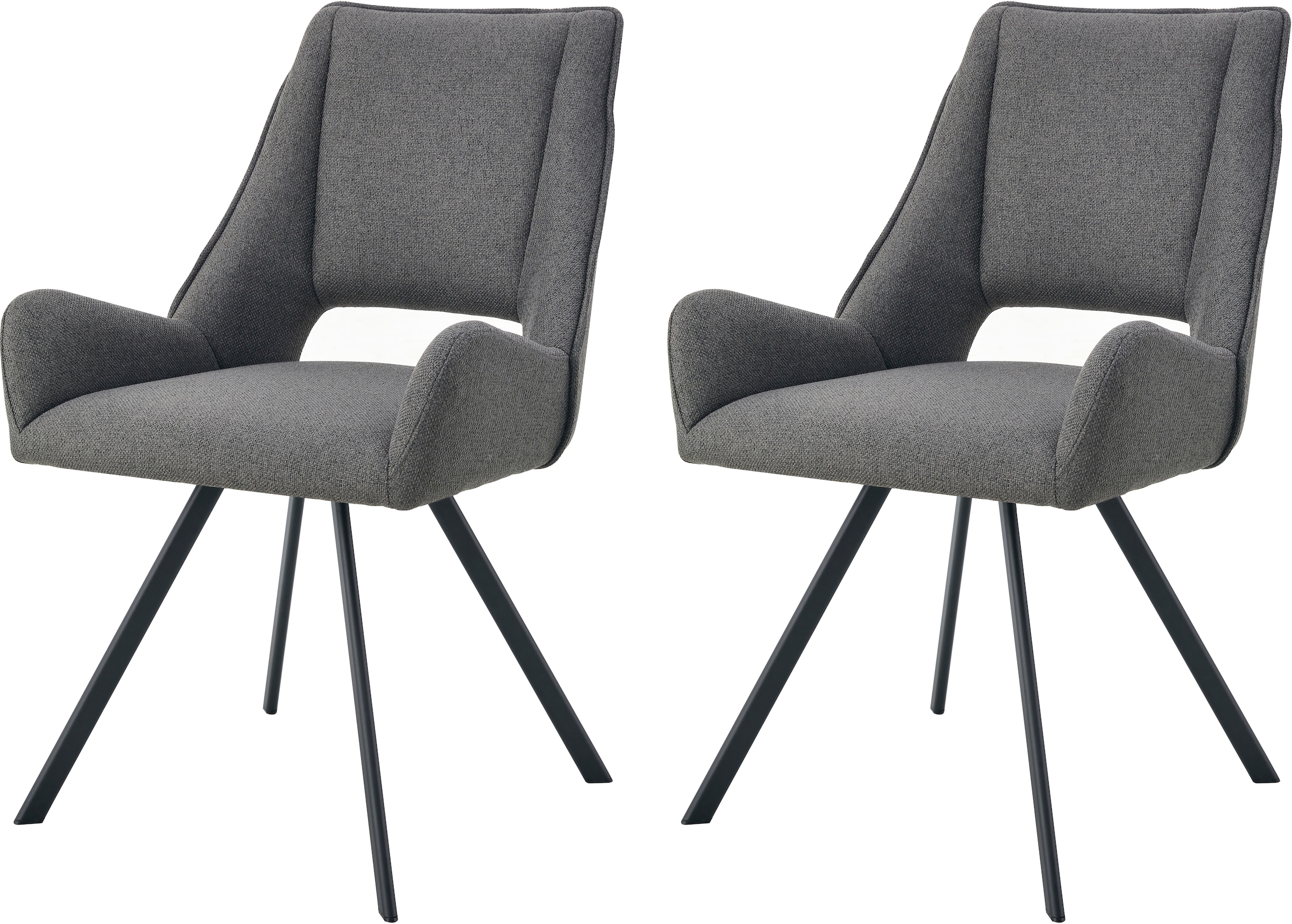 Image of Home affaire Esszimmerstuhl "BRANDON, 2er Set, mit Metallgestell in matt schwarz" (Set) 2 Stk.in verschiedenen Farben, Belsatbarkeit pro Stuhl 120 kg, 360 drehbar