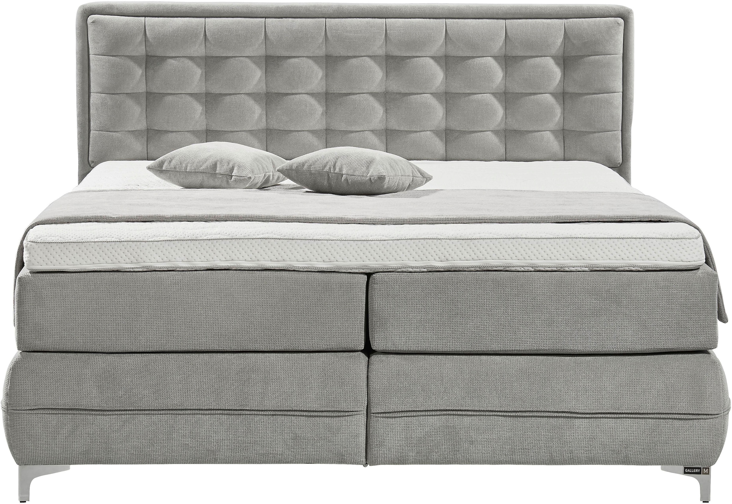Musterring Boxspringbett »Dubai«, Winkelfuss in Chrom, 3 Härtegrade, Kopfteil in Kassettensteppung