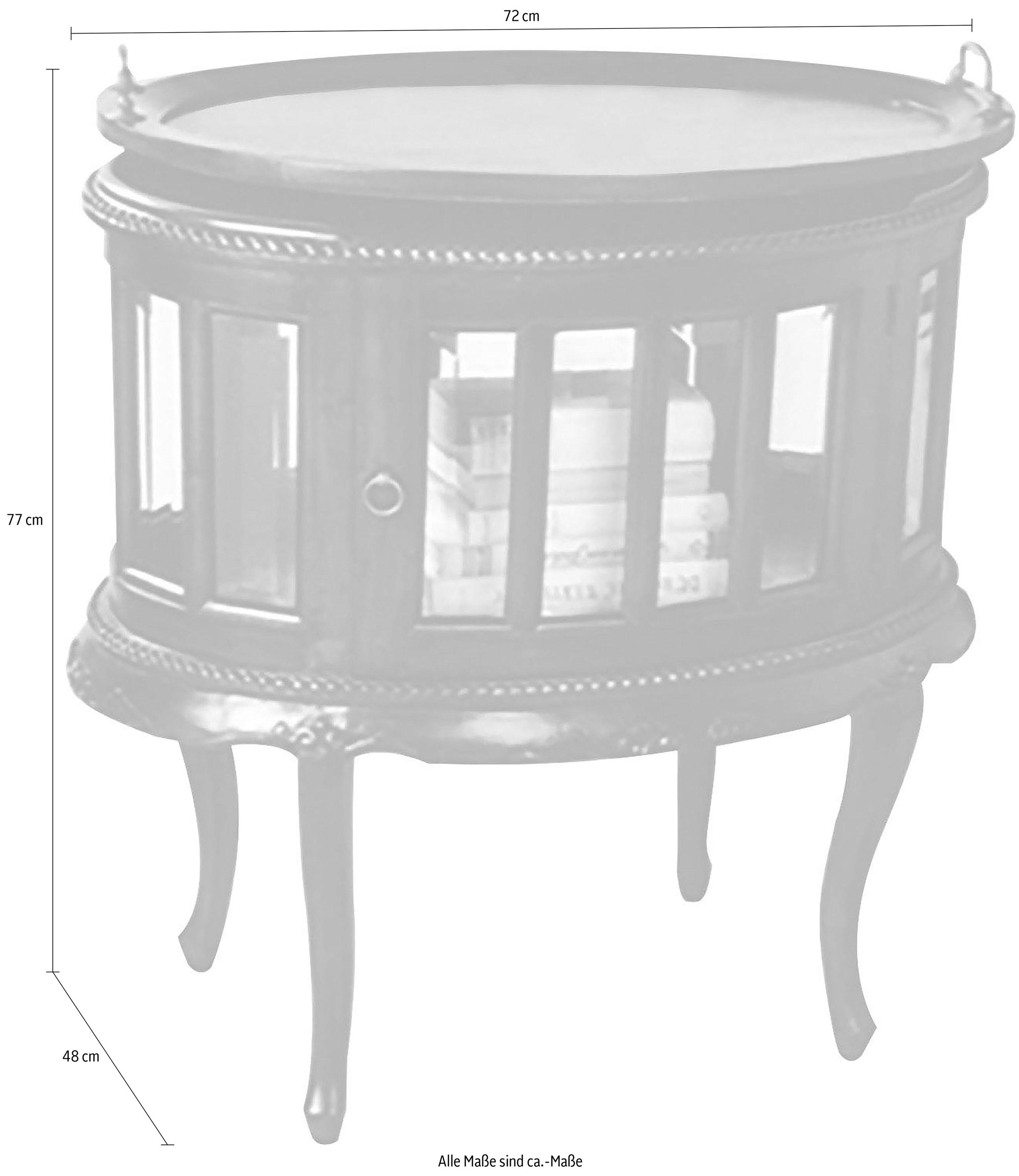 SIT Table de bar »SAMBA – Massiver Bar‑/Serviertisch aus holz im Lodge‑Stil« table de bar rustique avec compartiment en verre & détails décoratifs
