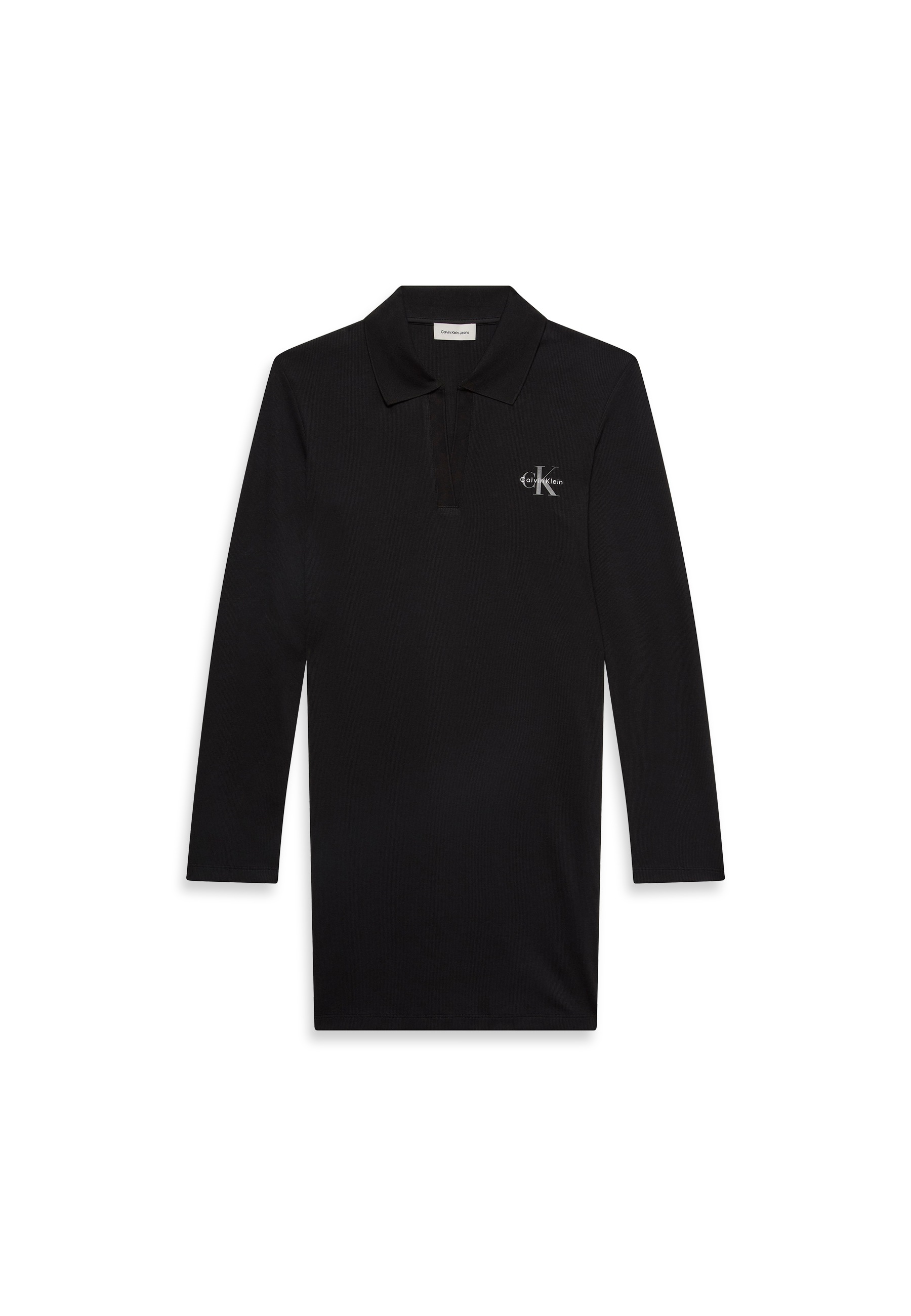 Calvin Klein Jeans Minikleid »LS MONOLOGO RIB POLO MINI DRESS«, Polokragen, V-Ausschnitt, figurbetont