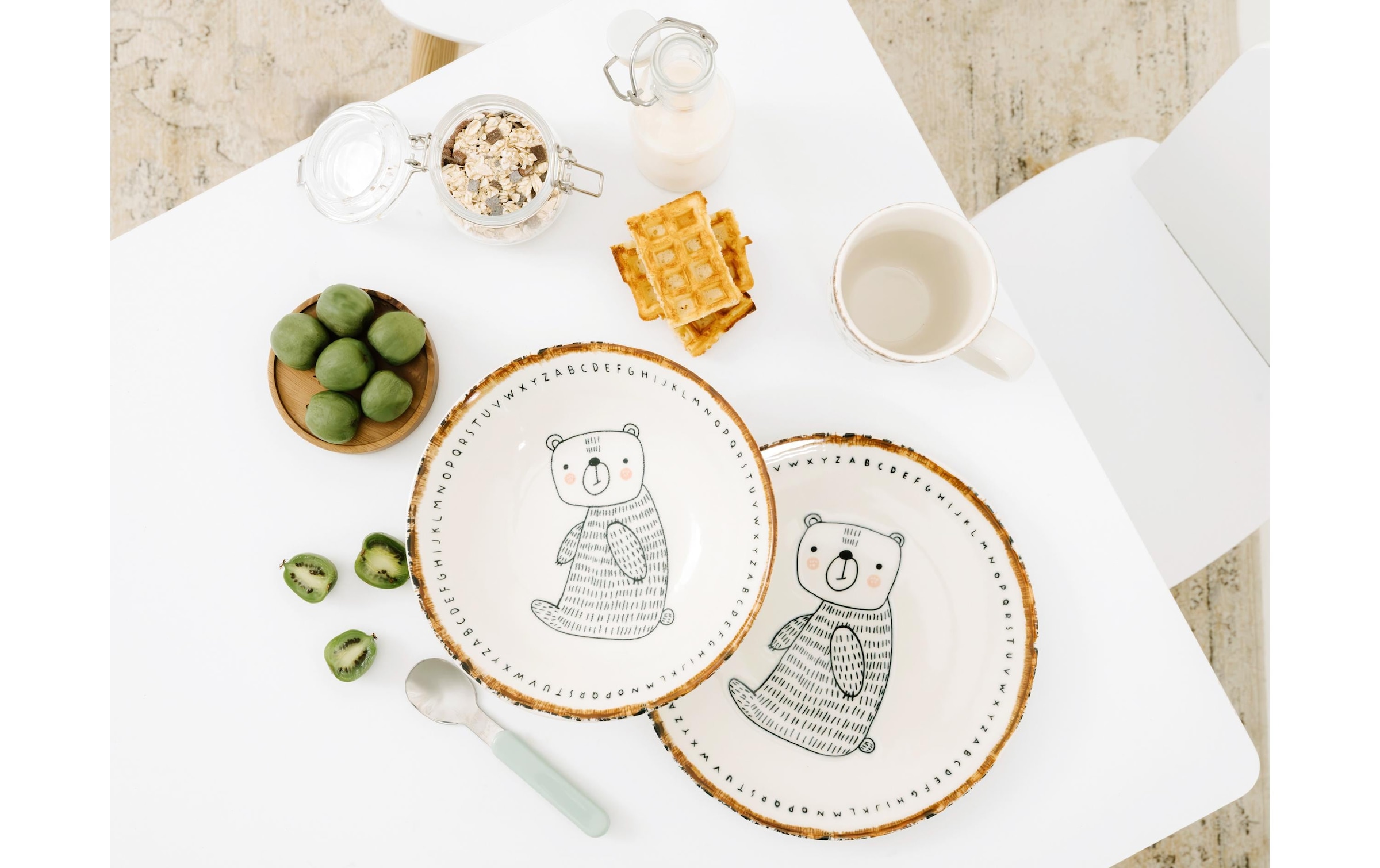 CreaTable Set de vaisselle pour enfants »Freunde des Waldes Bär Steinzeug, 3-tlg«