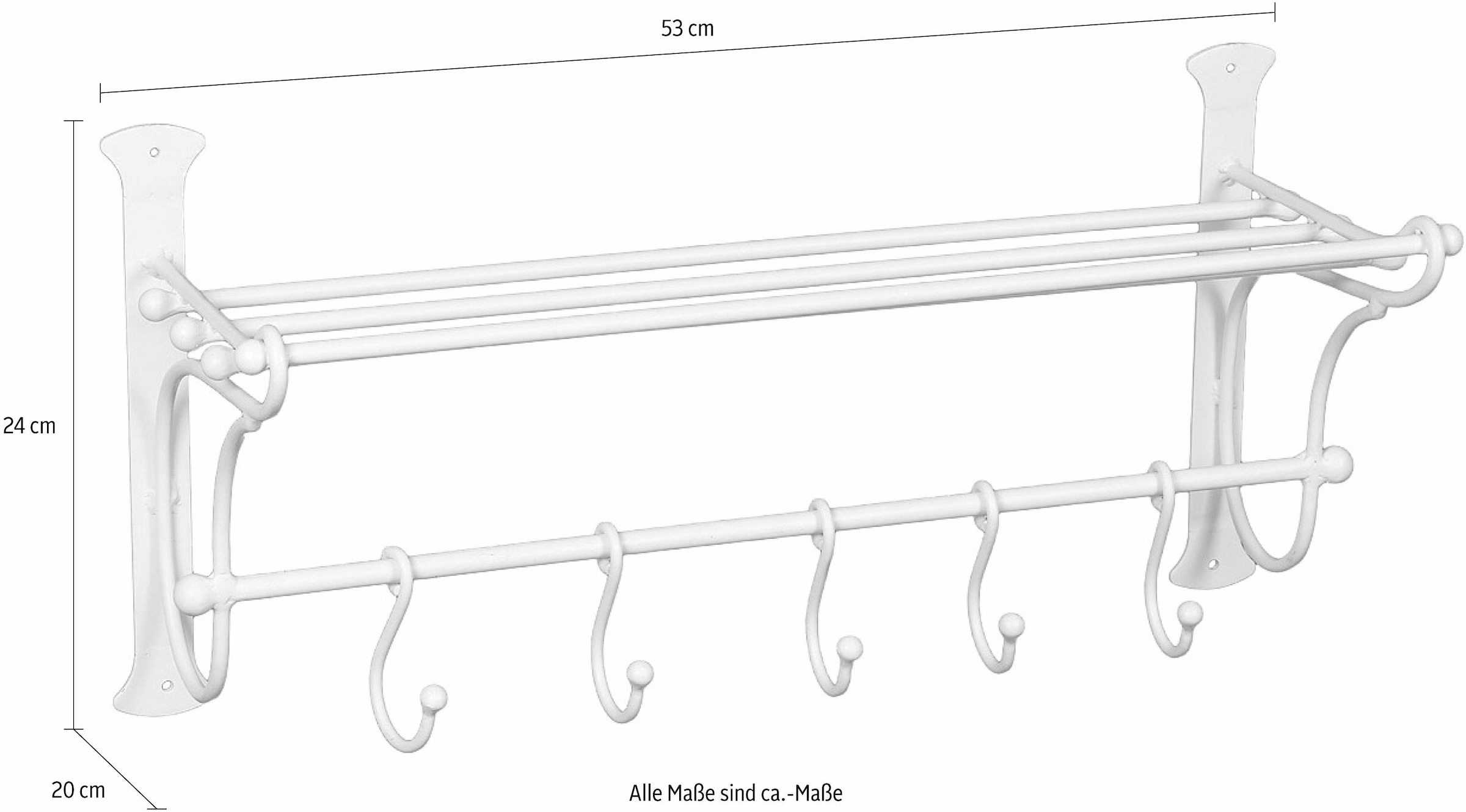 Ambiente Haus Garderobenleiste, mit Regal mit Haken, Breite 53 cm