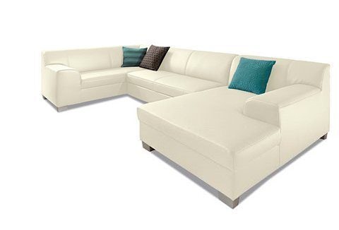 DOMO collection Wohnlandschaft »Amando in vielen Bezugsvarianten, auch in Leder, komfortabel, U-Form«, wahlweise mit Bettfunktion, fester Sitzkomfort, frei im Raum stellbar