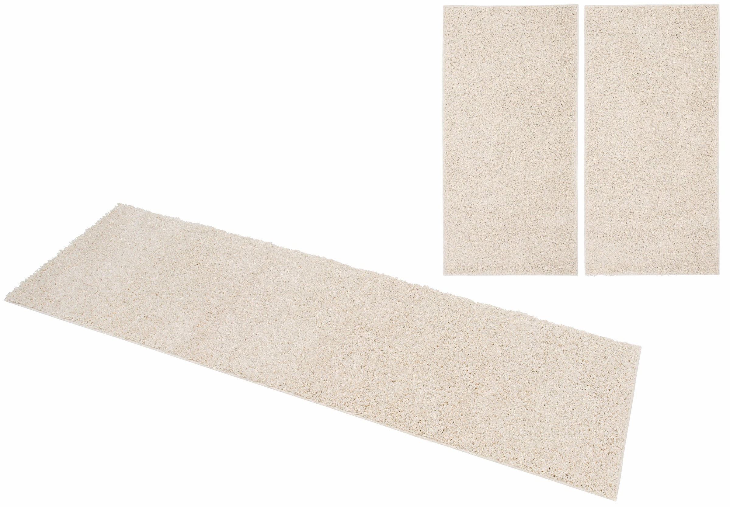 Image of Home affaire Bettumrandung »Shaggy 30«, (3 tlg.), gewebt, 2- oder 3-teilig, Bettvorleger, Läufer-Set, Teppich in Uni-Farben, besonders weich und kuschelig, ideal für das Schlafzimmer bei Ackermann Versand Schweiz