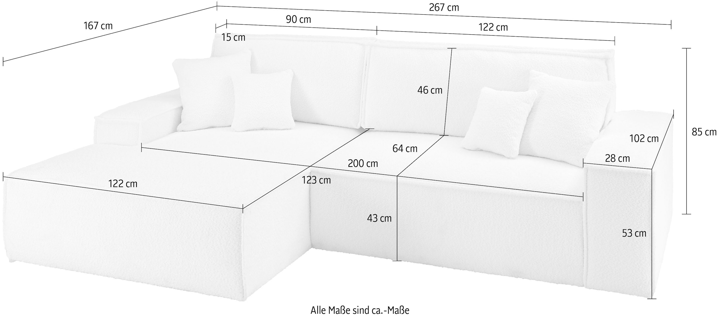 GOODproduct Ecksofa »FINNLEY, Schlafsofa 257 cm - OTTO. Verlässliche Qualität.« verfügbar in den Stoffqualitäten Bouclé, Struktur fein und Mega Cord