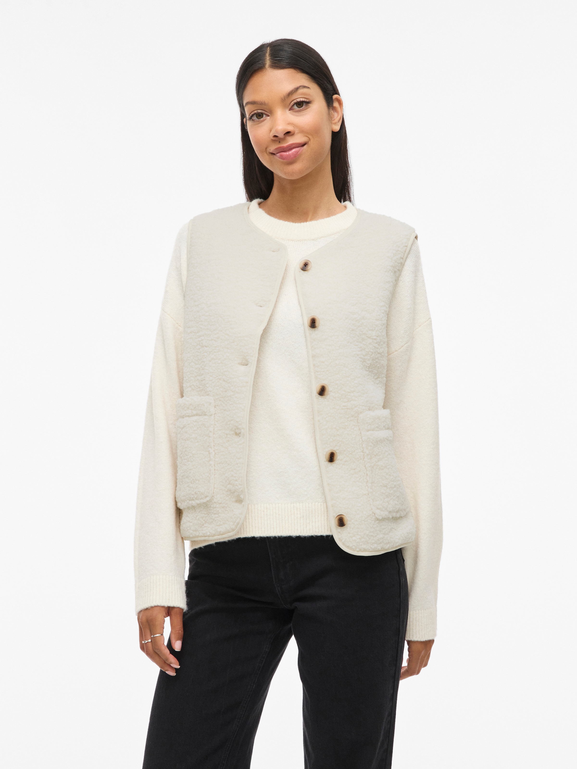 Vila Gilet en peluche »VIADA TEDDY WAISTCOAT - NOOS« Peluche, fibre synthétique, coupe régulière
