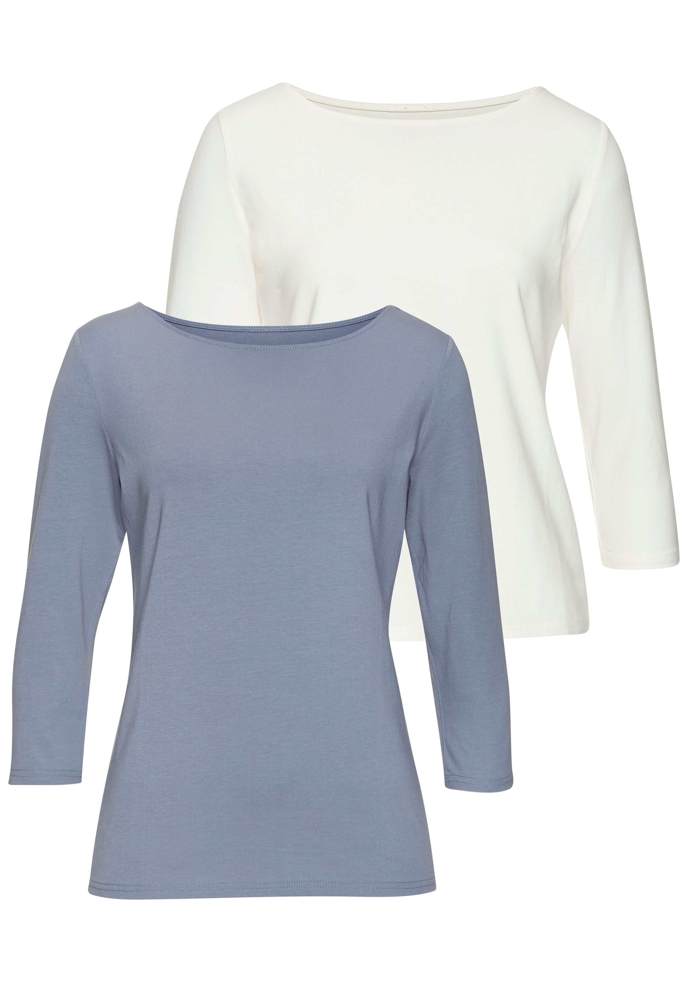 Image of LASCANA 3/4-Arm-Shirt 2er-Pack, aus luftiger Baumwoll-Modal-Qualität