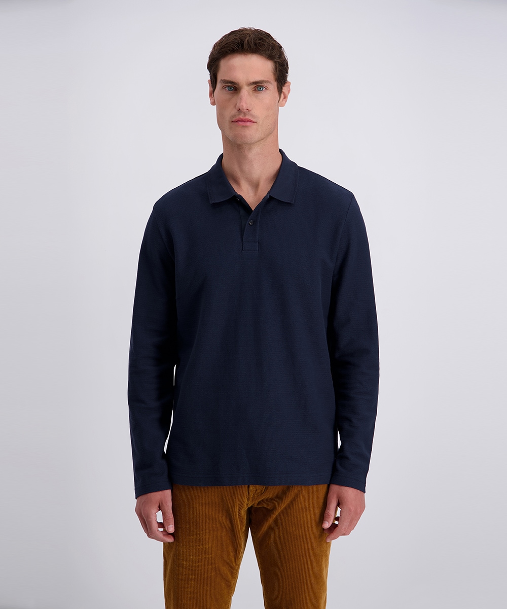 Image of Pierre Cardin Langarm-Poloshirt mit Strukturmuster