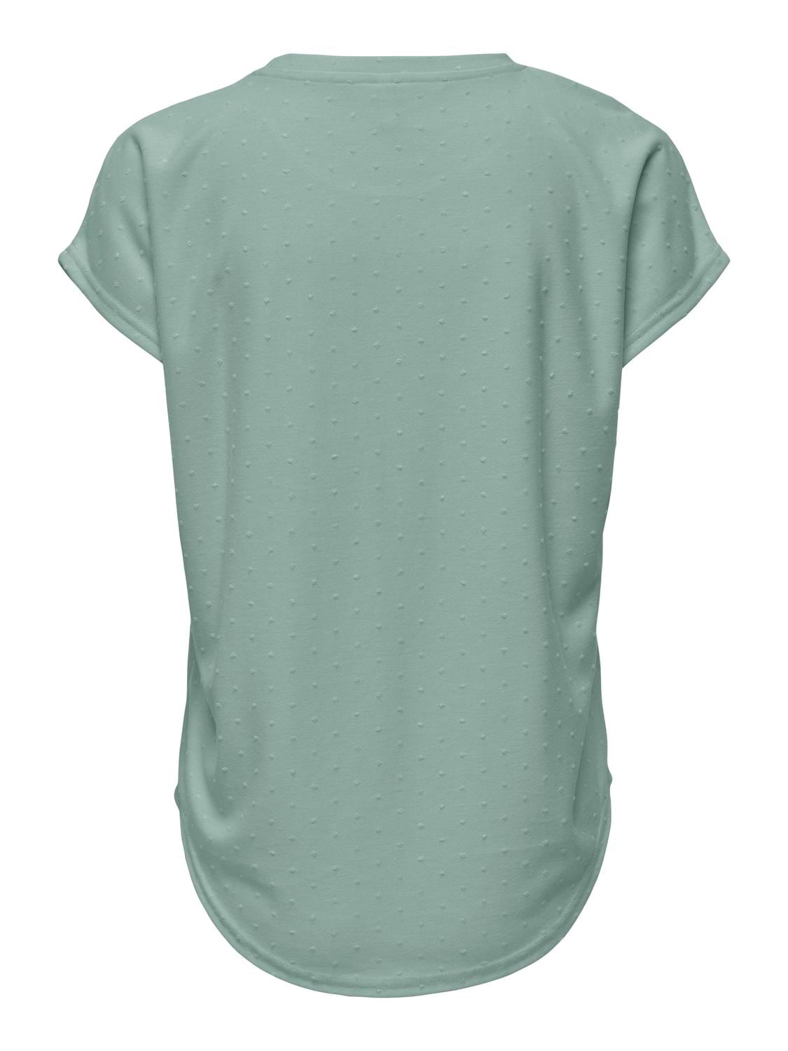 ONLY T-shirt à manches courtes »ONLMOLLY S/S O-NECK DOBBY TOP JRS« Materialmix, regular fit, Rundhals