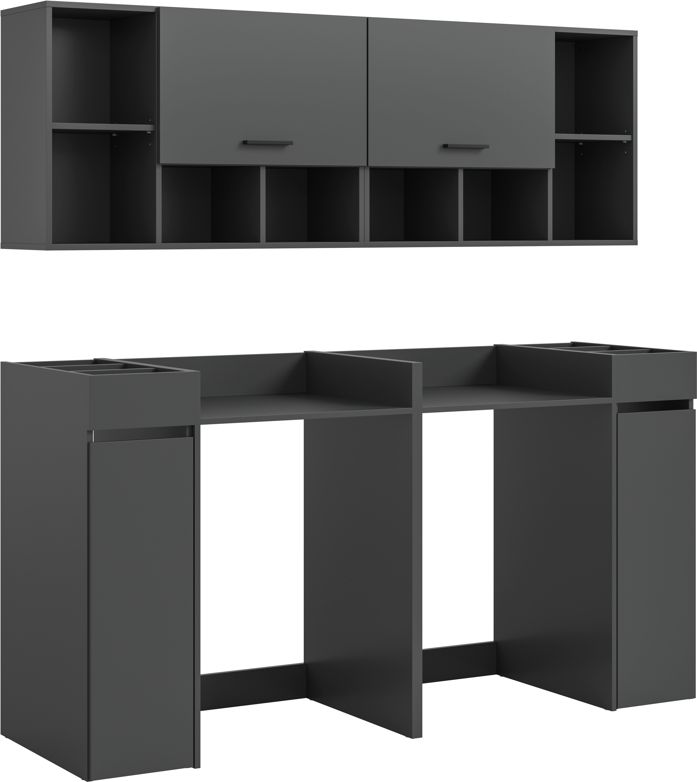 Image of welltime Badmöbel-Set "FALAS, 6-teilig, Hauswirtschaftsraum Set, Breite 190 cm" Set, 2x Waschmaschinenumbauschrank, 2x Standregal & 2x Hängeschrank, 6 Stk. tlg.