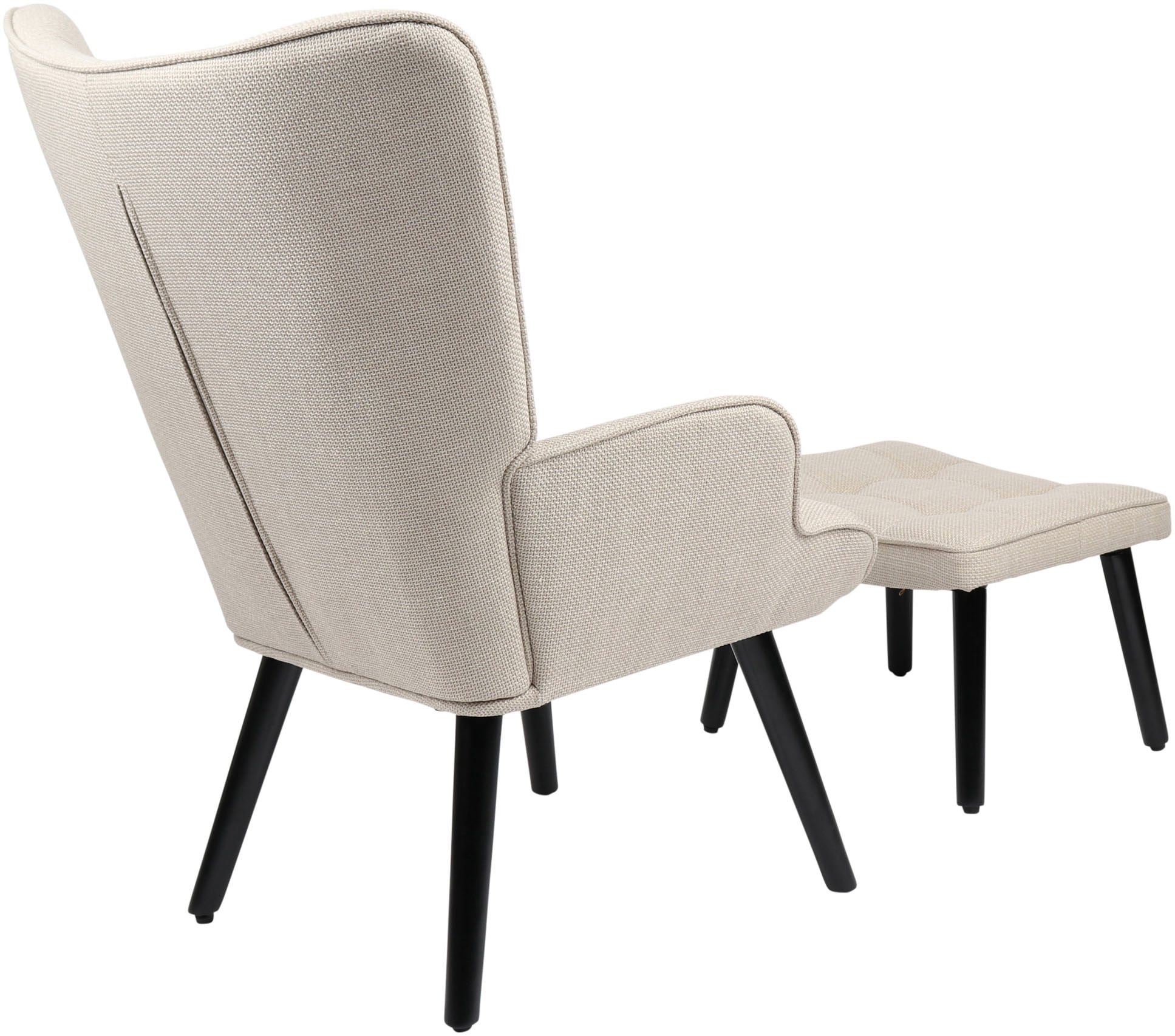 HELA Loungesessel »PAROS«, (Set, 2 St., Sessel mit Hocker), Sessel mit Hocker;Loungesessel;4-Fuss Massiv;Webstoff;Armlehnen