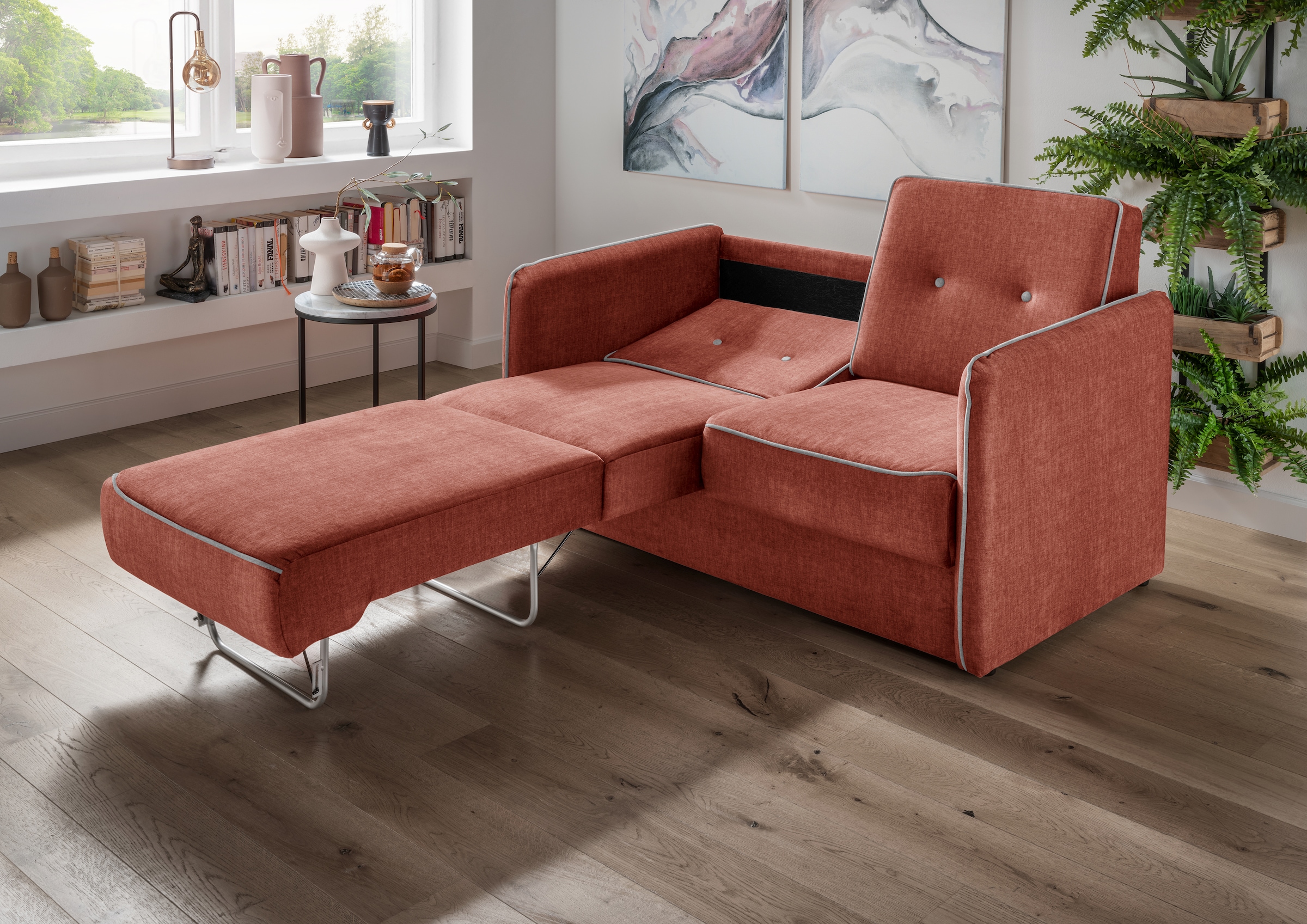 Home affaire Schlafsofa »Merina«, mit zweigeteilter Bettfunktion, Auszug nach vorn, Federkern