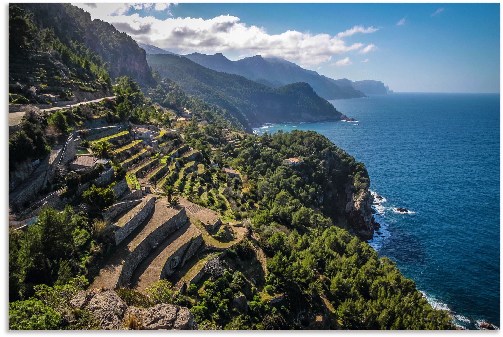 Image of Artland Wandbild »Terrassen an Torre des Verger, Mallorca«, Küstenbilder, (1 St.), in vielen Grössen & Produktarten - Alubild / Outdoorbild für den Aussenbereich, Leinwandbild, Poster, Wandaufkleber / Wandtattoo auch für Badezimmer geeignet bei Ackermann 