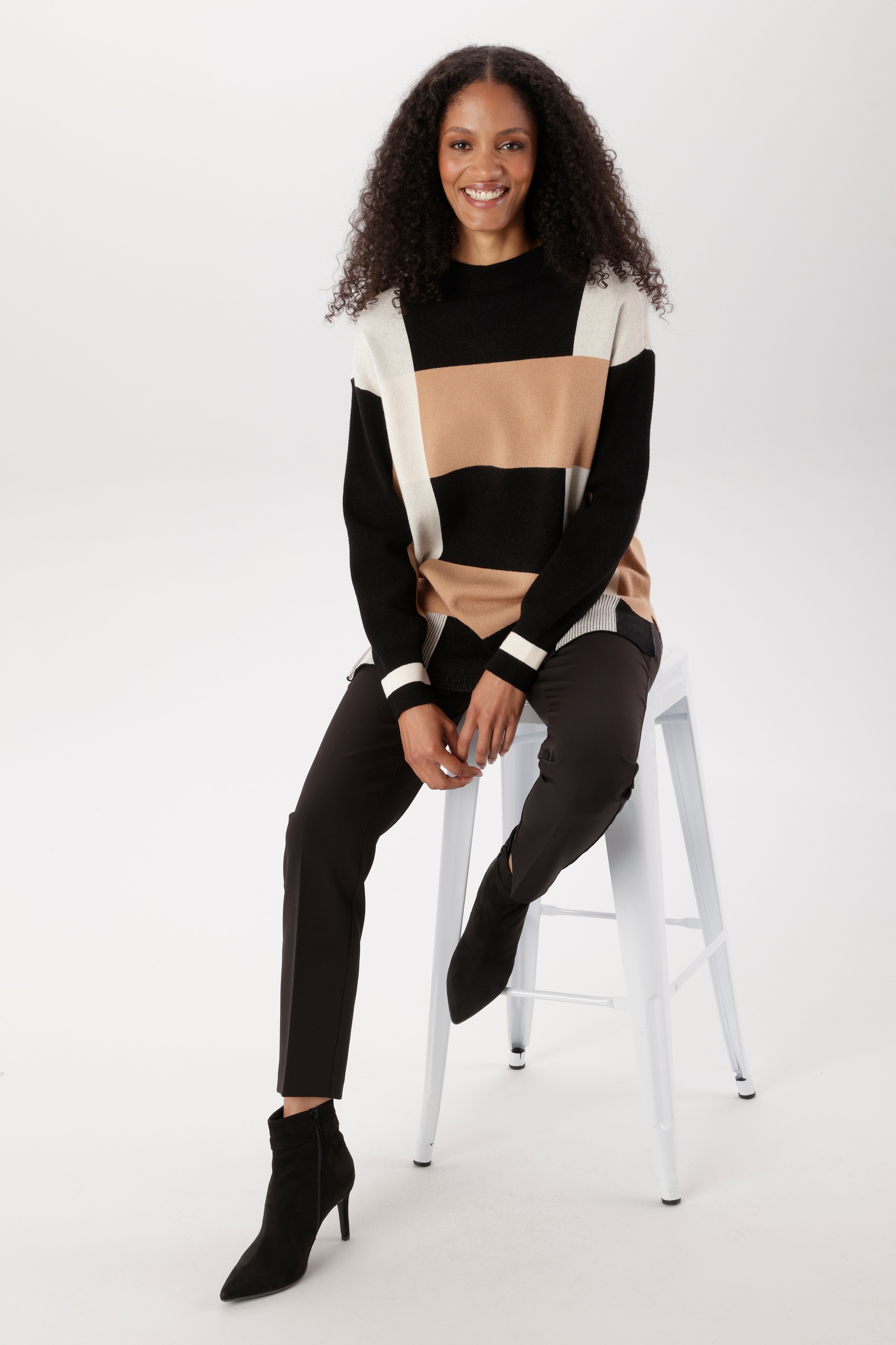 Aniston SELECTED Pull en tricot en color-blocking tendance sur toute la surface - NOUVELLE COLLECTION