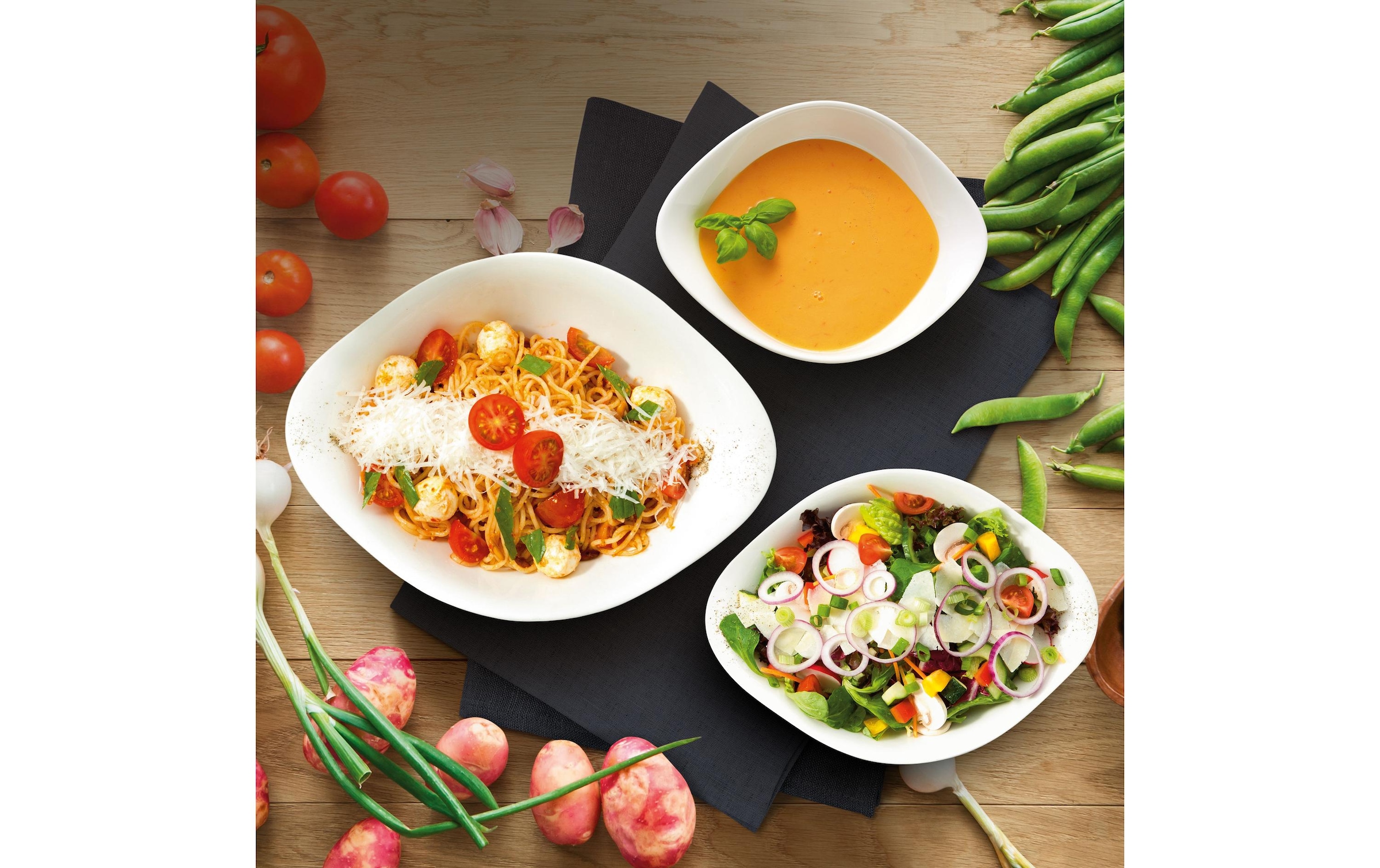 Villeroy & Boch Schüssel »Vapiano Trio 6-teilig« 6 aus Porzellan Spülmaschinenfest