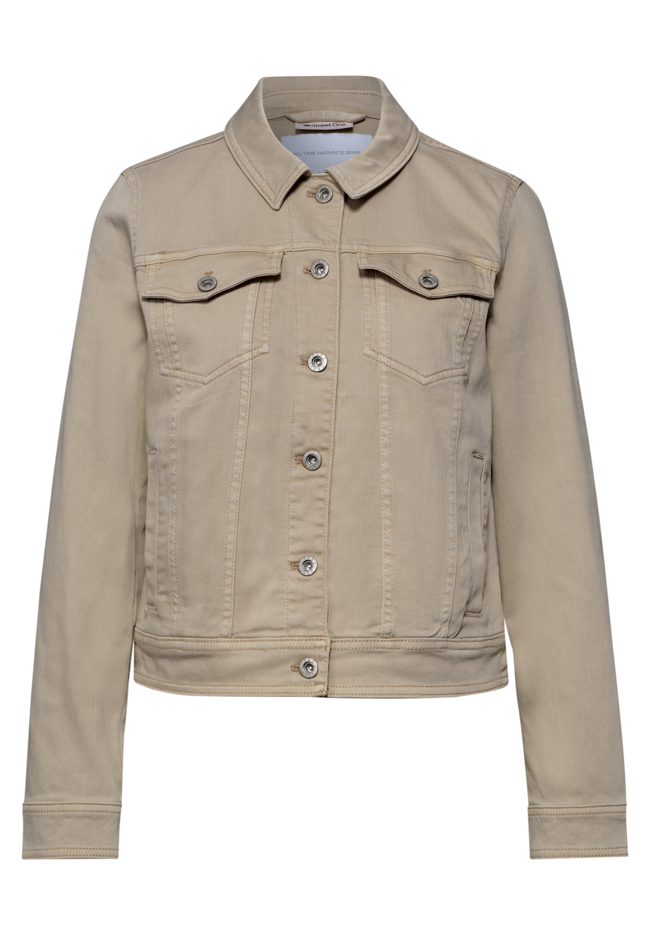 Image of STREET ONE Jeansjacke ohne Kapuze im Colored-Denim-Look mit Taschen