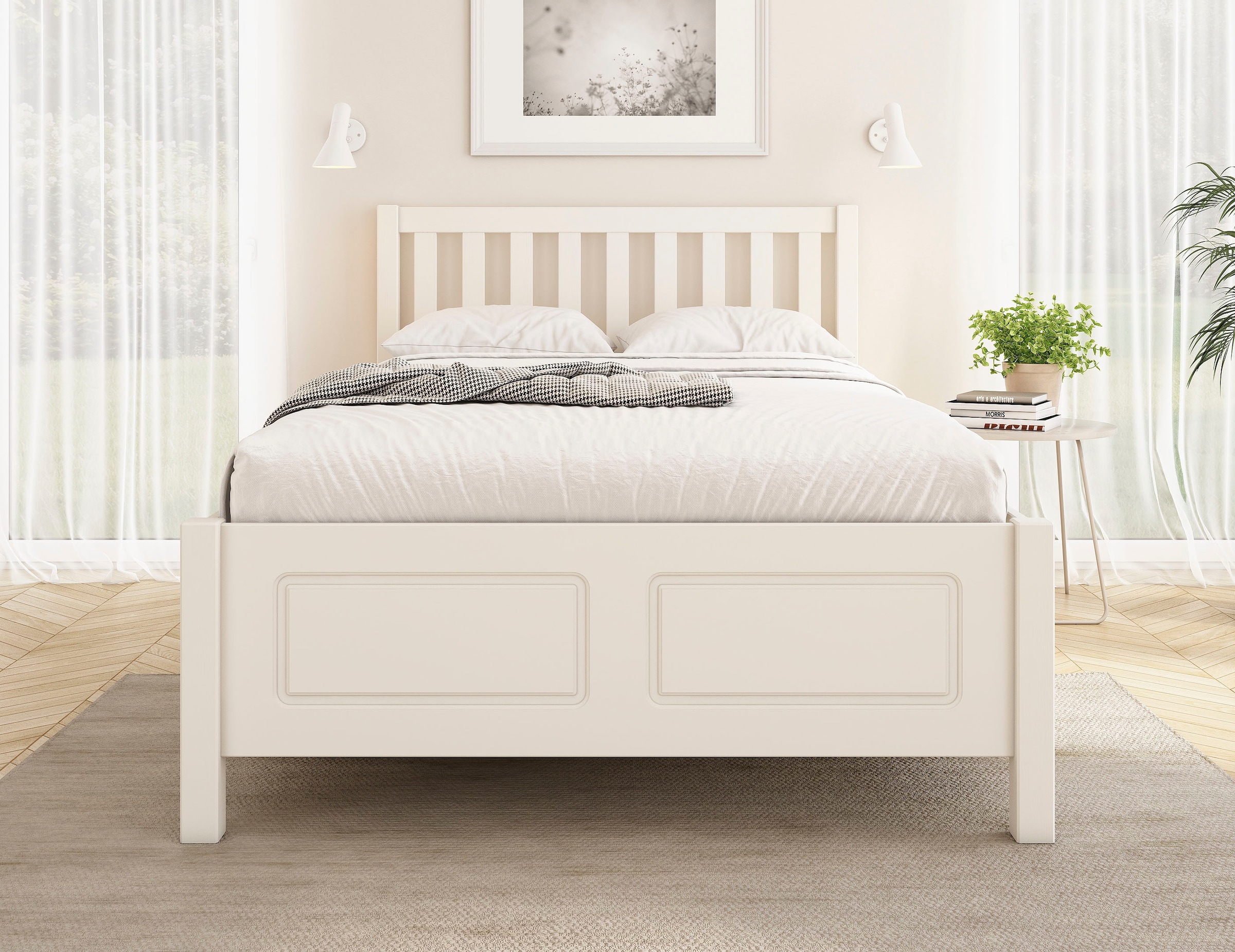 GOODproduct Lit de rangement »Synnra, maximaler Stauraum, 4 Schubladen, Made in EU, Landhausstil« certifié FSC®, façade à caissons, solution de rangement et confort
